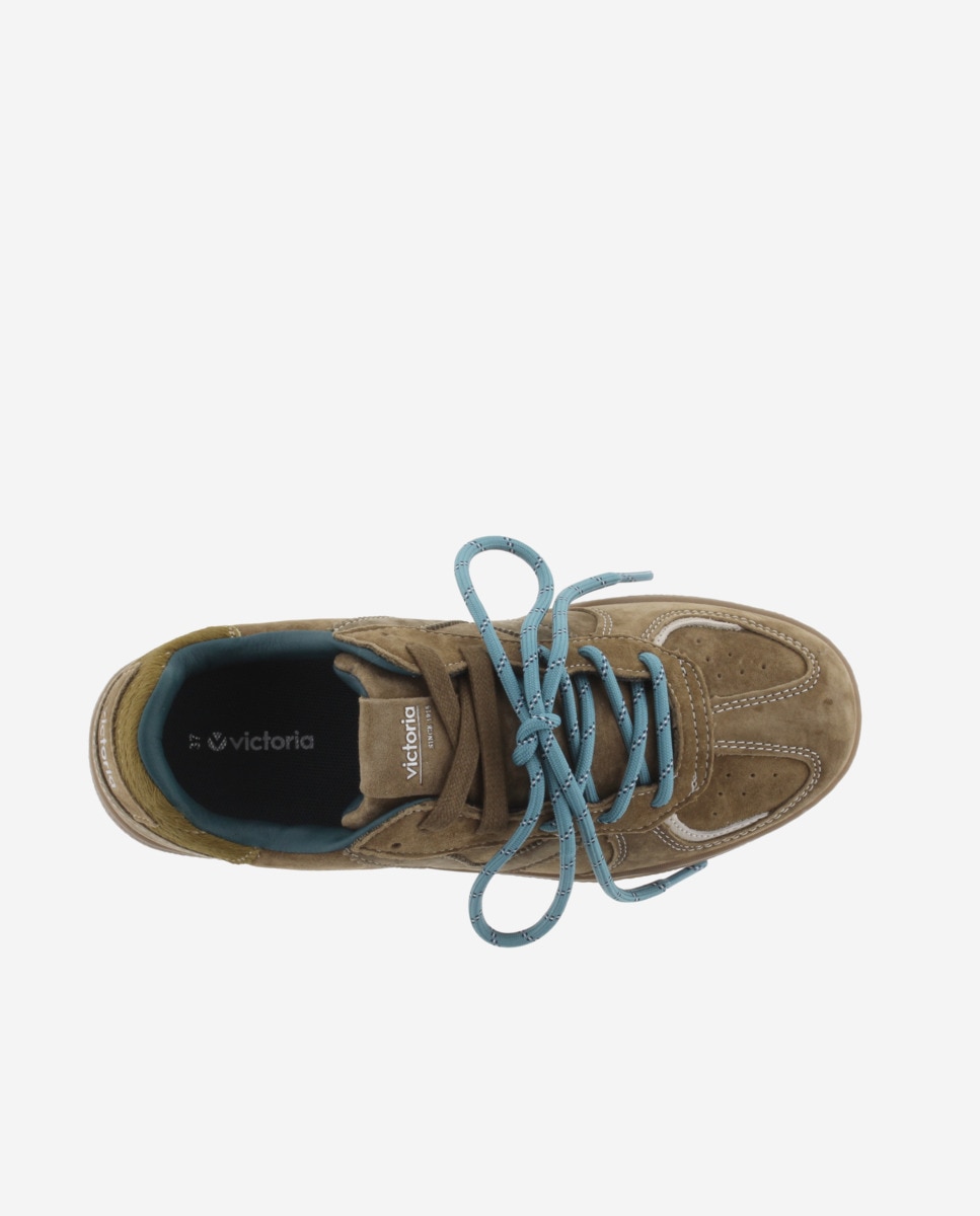 Zapatillas deportivas de mujer de serraje con doble cordón - Victoria - Topo Topo-4