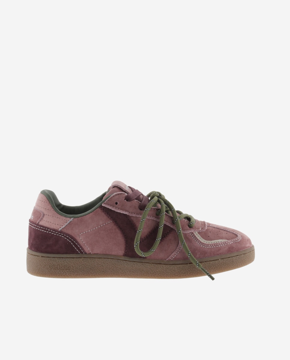 Imagen 0 de Zapatillas deportivas de mujer de serraje con doble cordón Nude