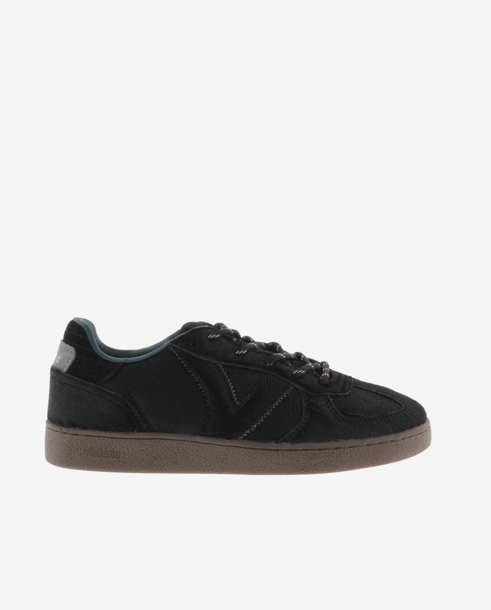 Zapatillas deportivas de mujer de efecto potro con suela marrón chocolate - Victoria - Negro Negro-1