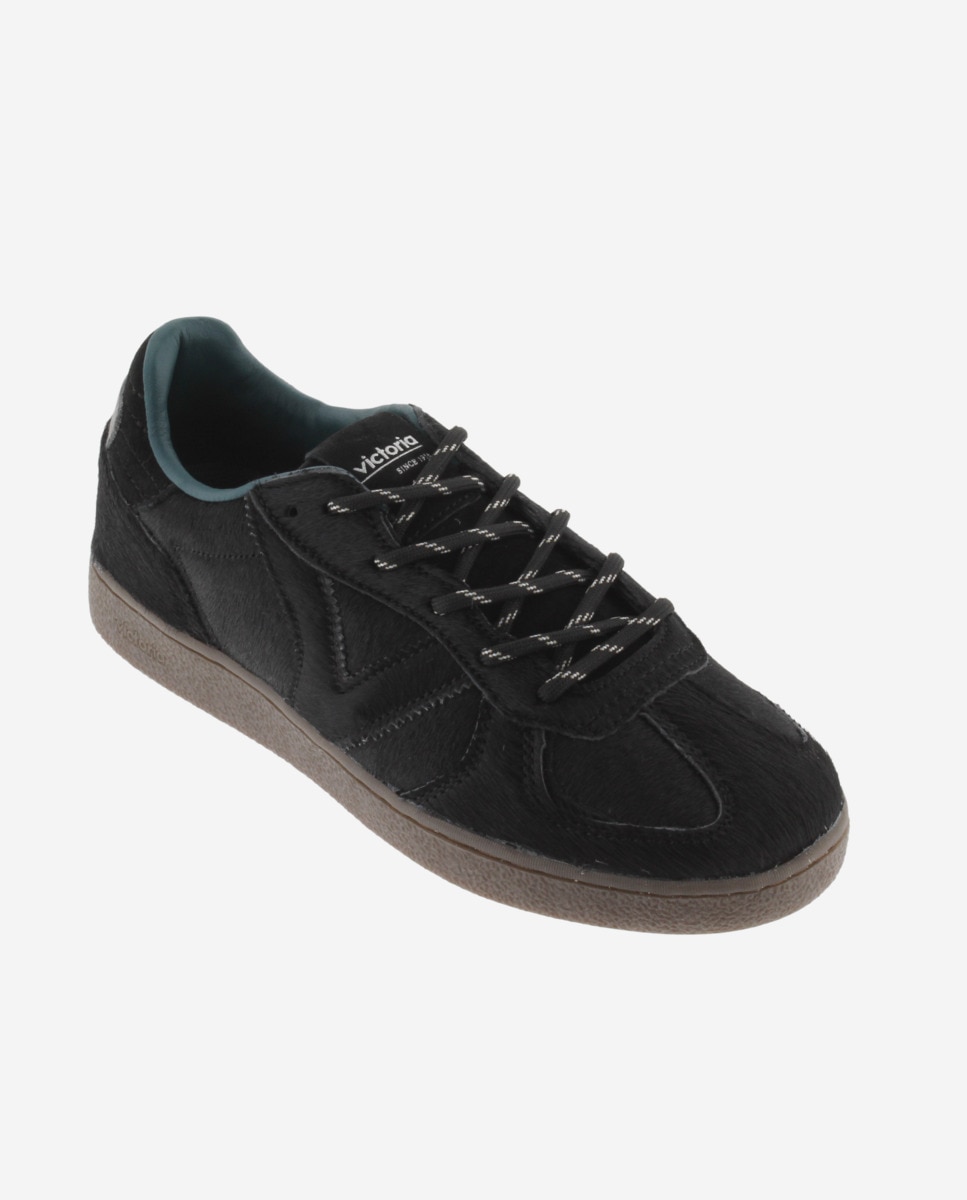 Zapatillas deportivas de mujer de efecto potro con suela marrón chocolate - Victoria - Negro Negro-3