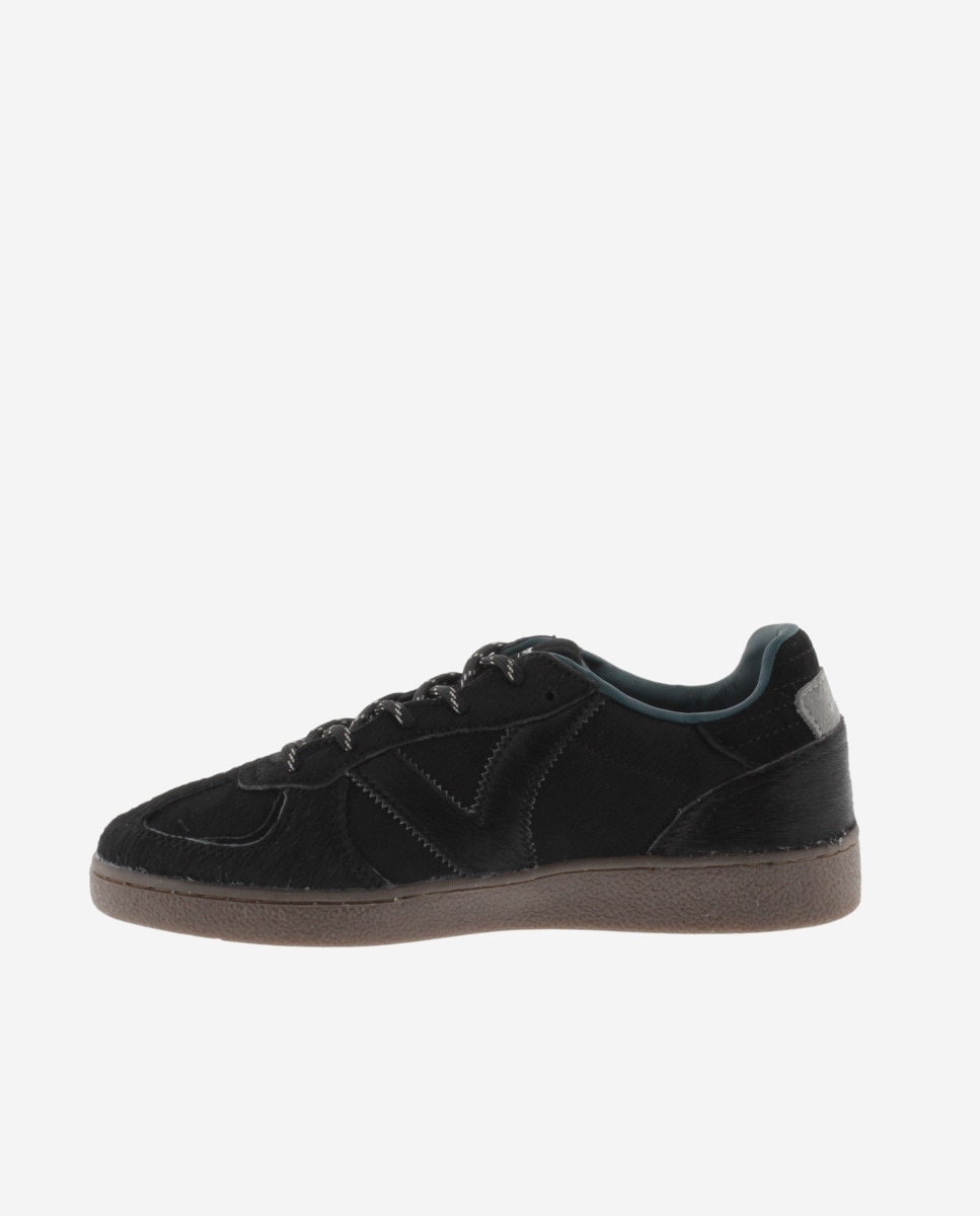 Zapatillas deportivas de mujer de efecto potro con suela marrón chocolate - Victoria - Negro Negro-2