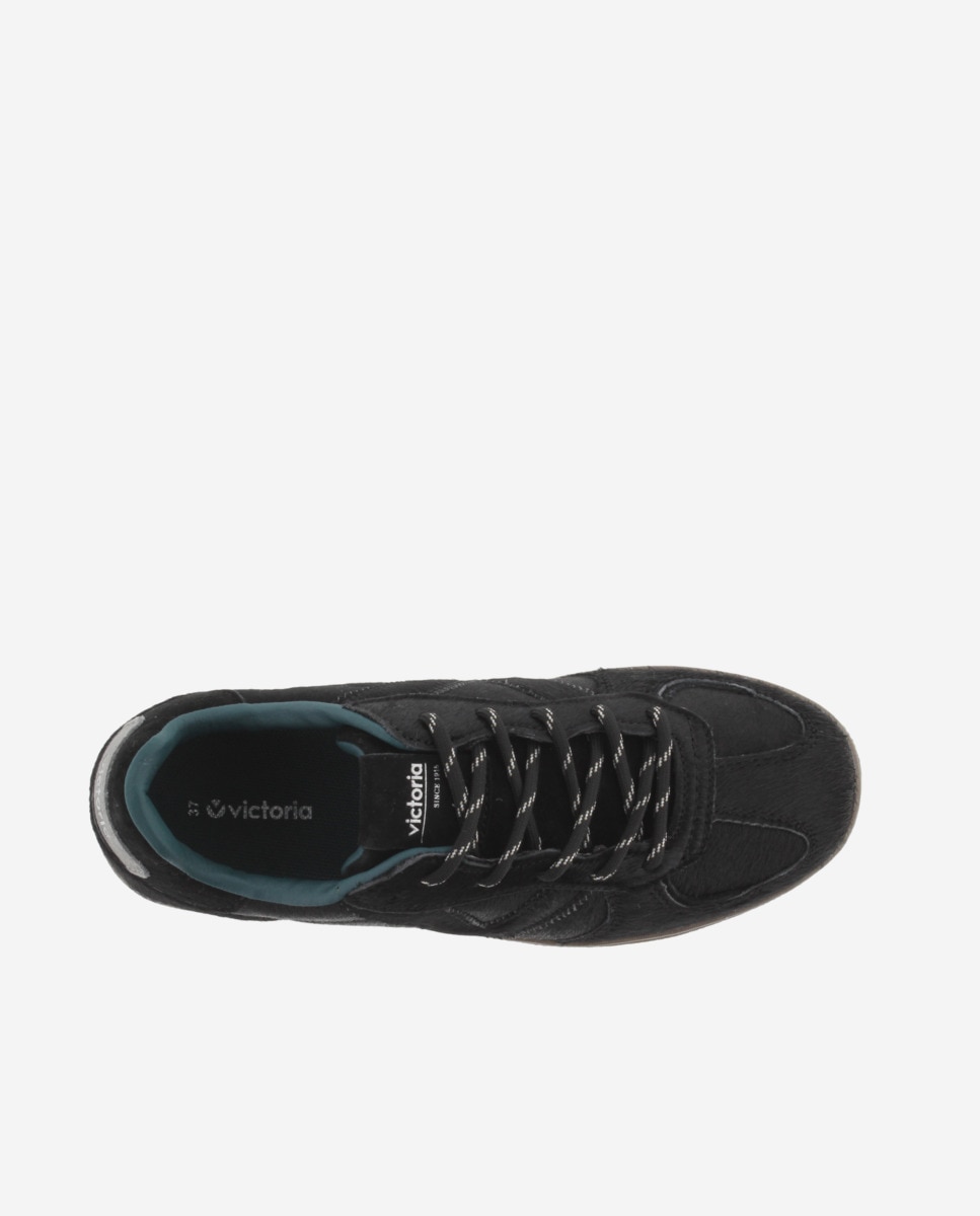Zapatillas deportivas de mujer de efecto potro con suela marrón chocolate - Victoria - Negro Negro-4