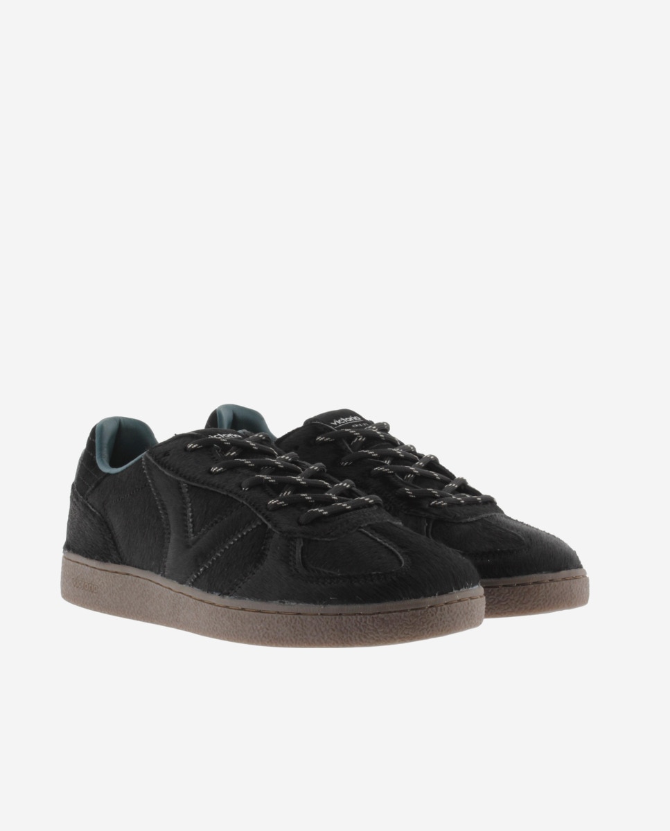 Zapatillas deportivas de mujer de efecto potro con suela marrón chocolate - Victoria - Negro Negro-5