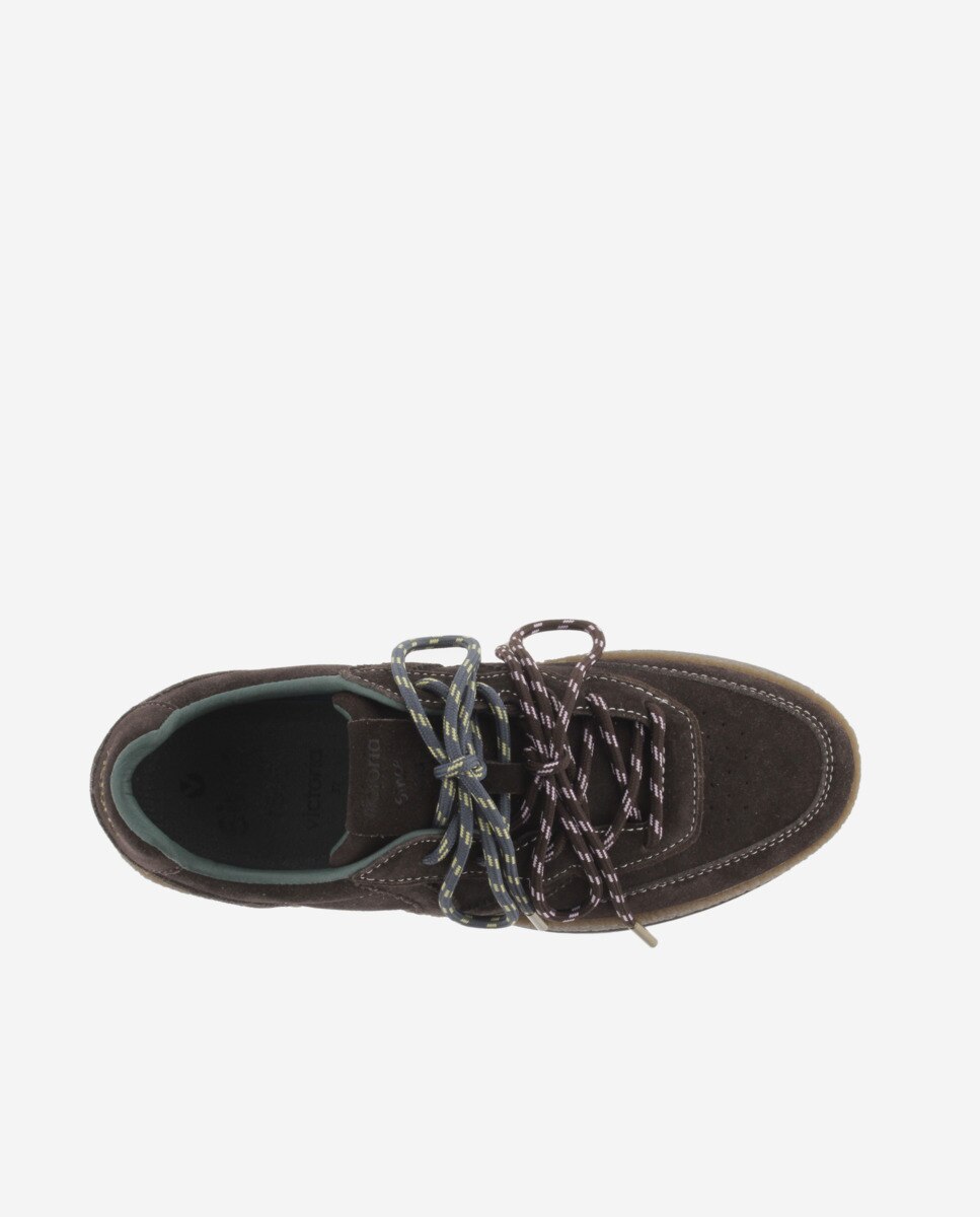 Zapatillas deportivas de mujer de serraje con doble cordón - Victoria - Marrón Marrón-4