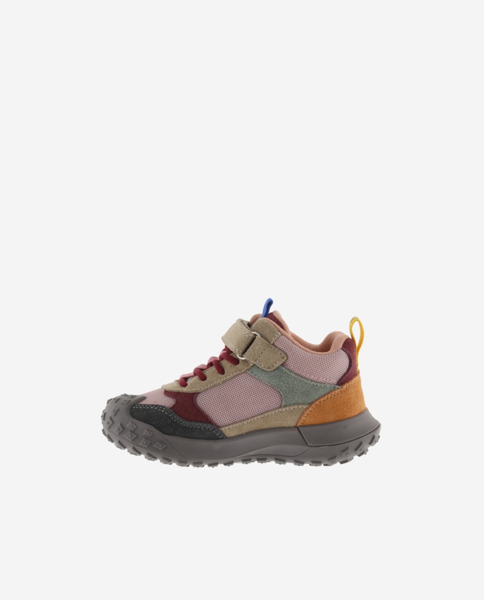 Botines de niños con piezas multicolor y tira adherente - Victoria - Rosa Rosa-3