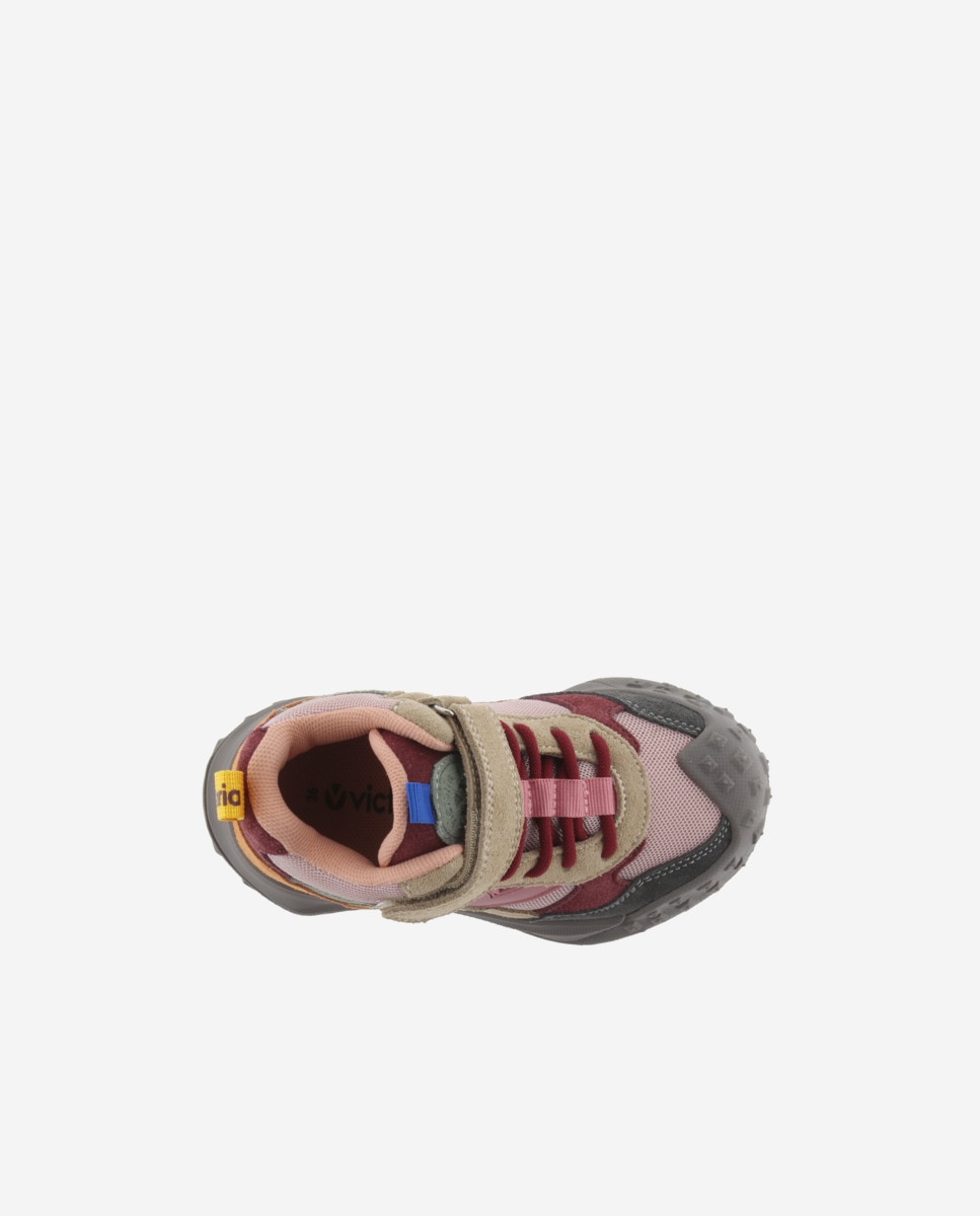 Botines de niños con piezas multicolor y tira adherente - Victoria - Rosa Rosa-4