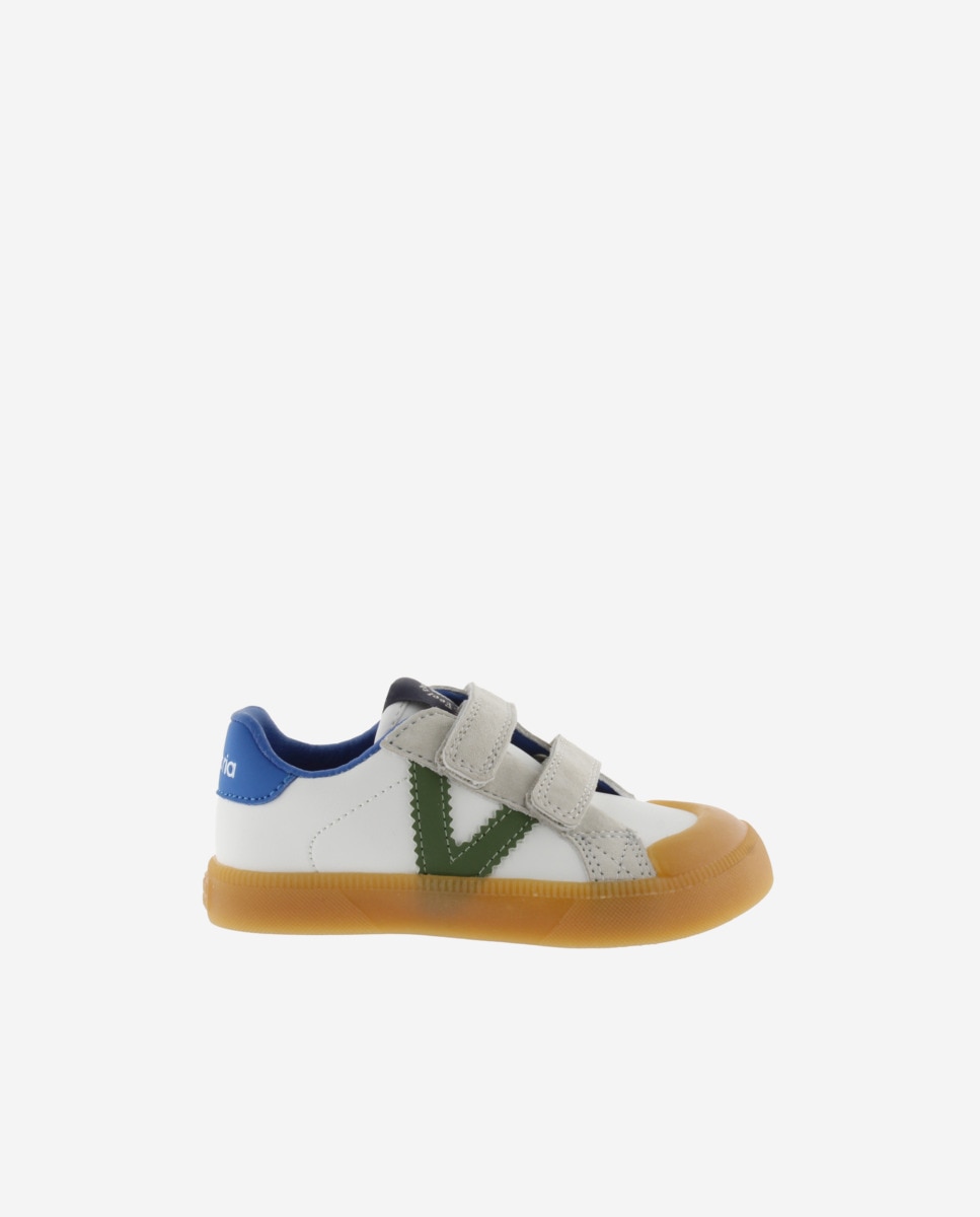Imagen 1 de Zapatillas deportivas de niños barefoot con piezas de color y tiras adherentes - Victoria - Azul Azul