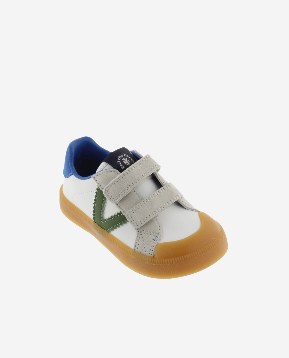 Imagen 2 de Zapatillas deportivas de niños barefoot con piezas de color y tiras adherentes - Victoria - Azul Azul