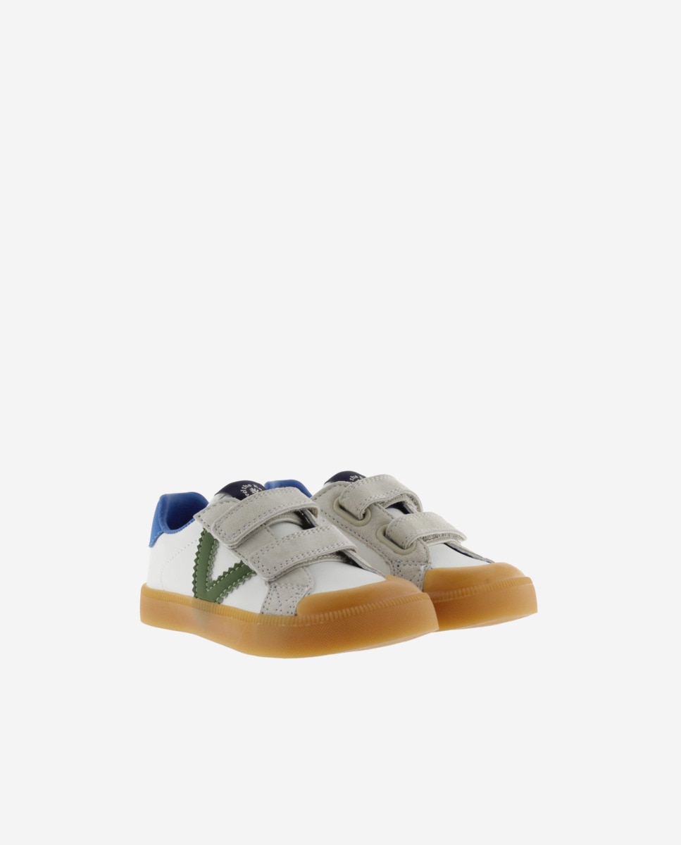 Imagen 5 de Zapatillas deportivas de niños barefoot con piezas de color y tiras adherentes - Victoria - Azul Azul