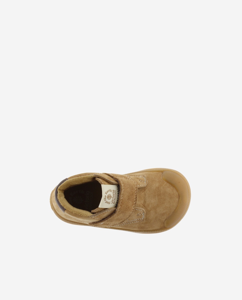 Imagen 4 de Botines de niños barefoot de serraje con cierre adherente y suela caramelo - Victoria - Camel Camel