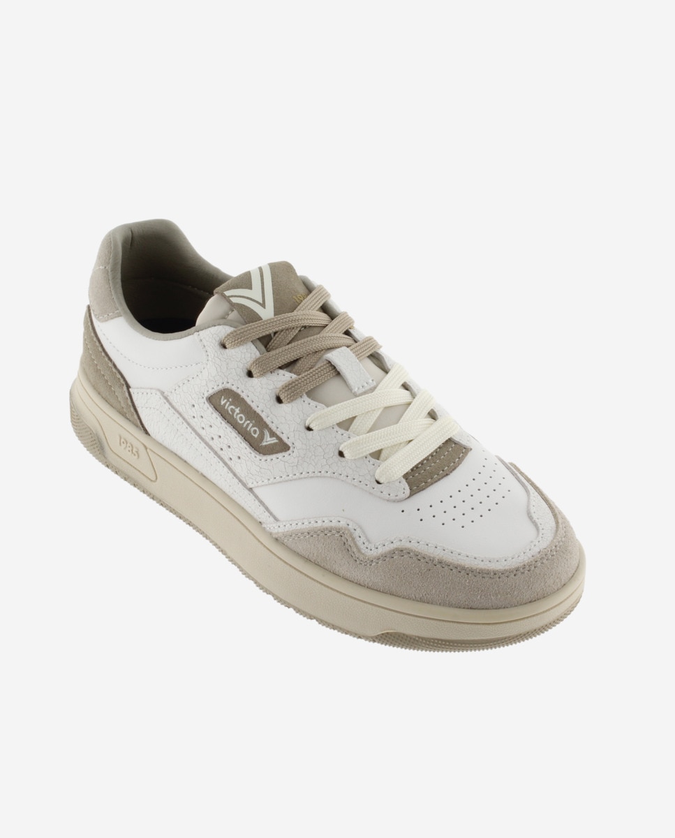 Zapatillas deportivas unisex de piel con piezas de serraje - Victoria - Crema Crema-3