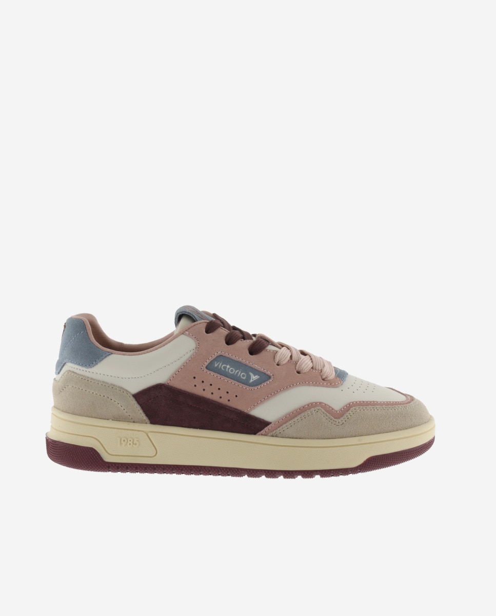 Imagen 0 de Zapatillas deportivas unisex de piel con piezas de serraje Rosa