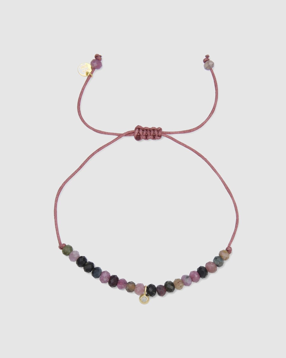 Pulsera Pide Un Deseo acabada en oro de 18k con cristal multicolor Multicolor-3