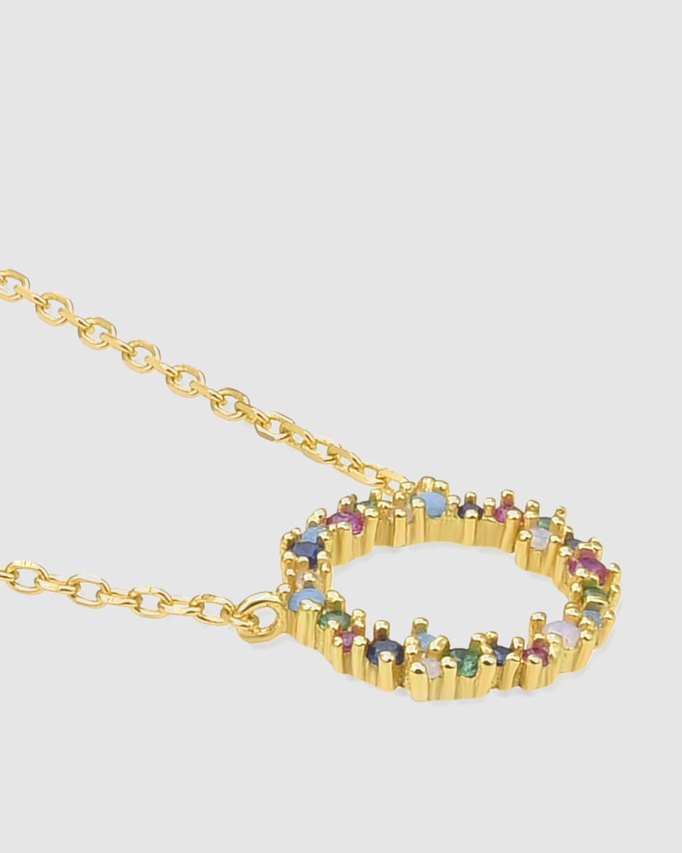 Collar Trendy acabado en oro de 18k con circonita multicolor Multicolor-6