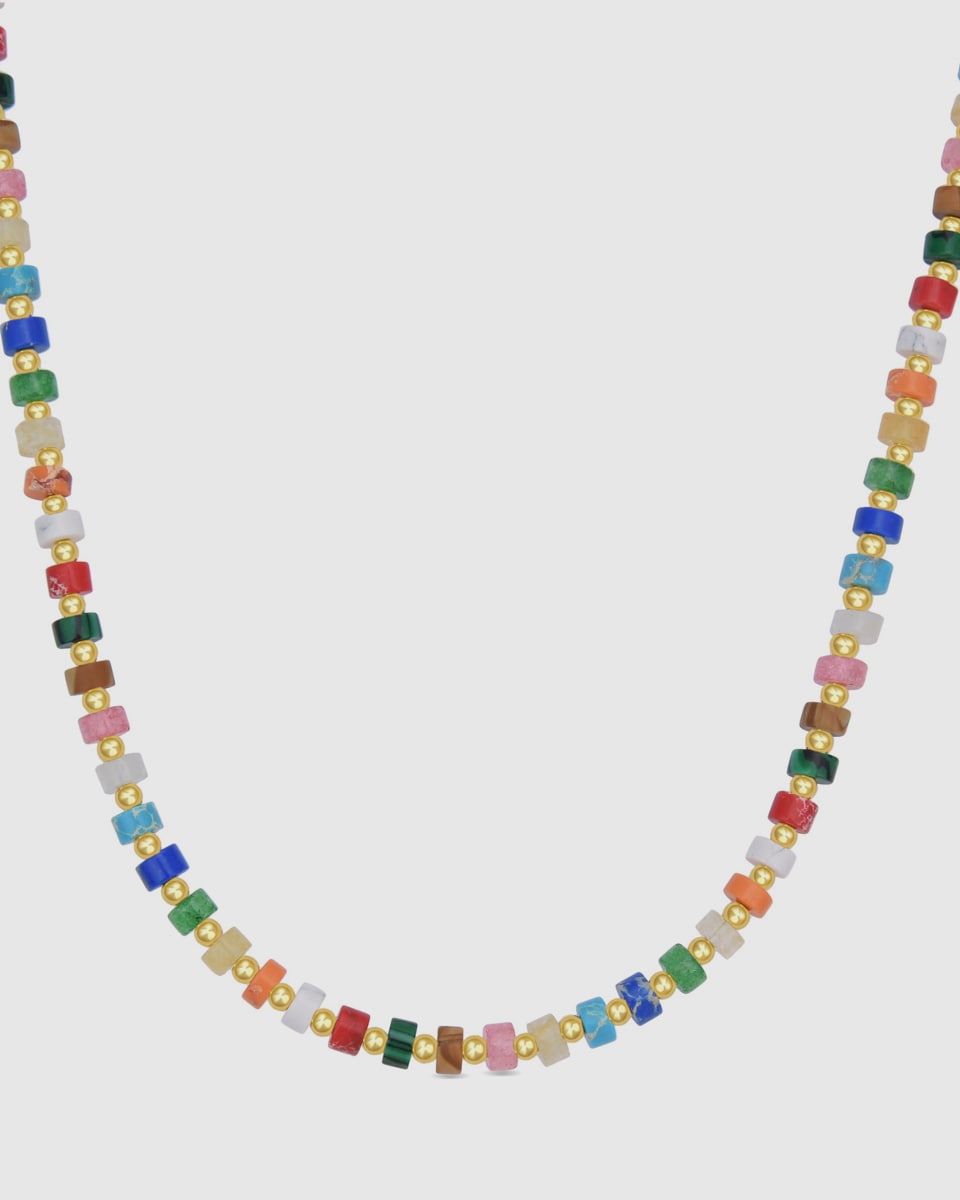 Collar Trendy acabado en oro amarillo de 18k con cristal multicolor Multicolor-1