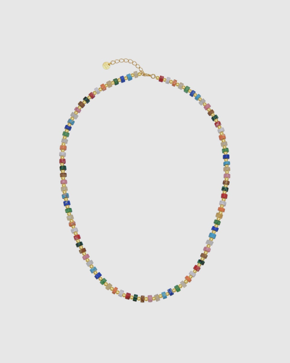 Collar Trendy acabado en oro amarillo de 18k con cristal multicolor Multicolor-3