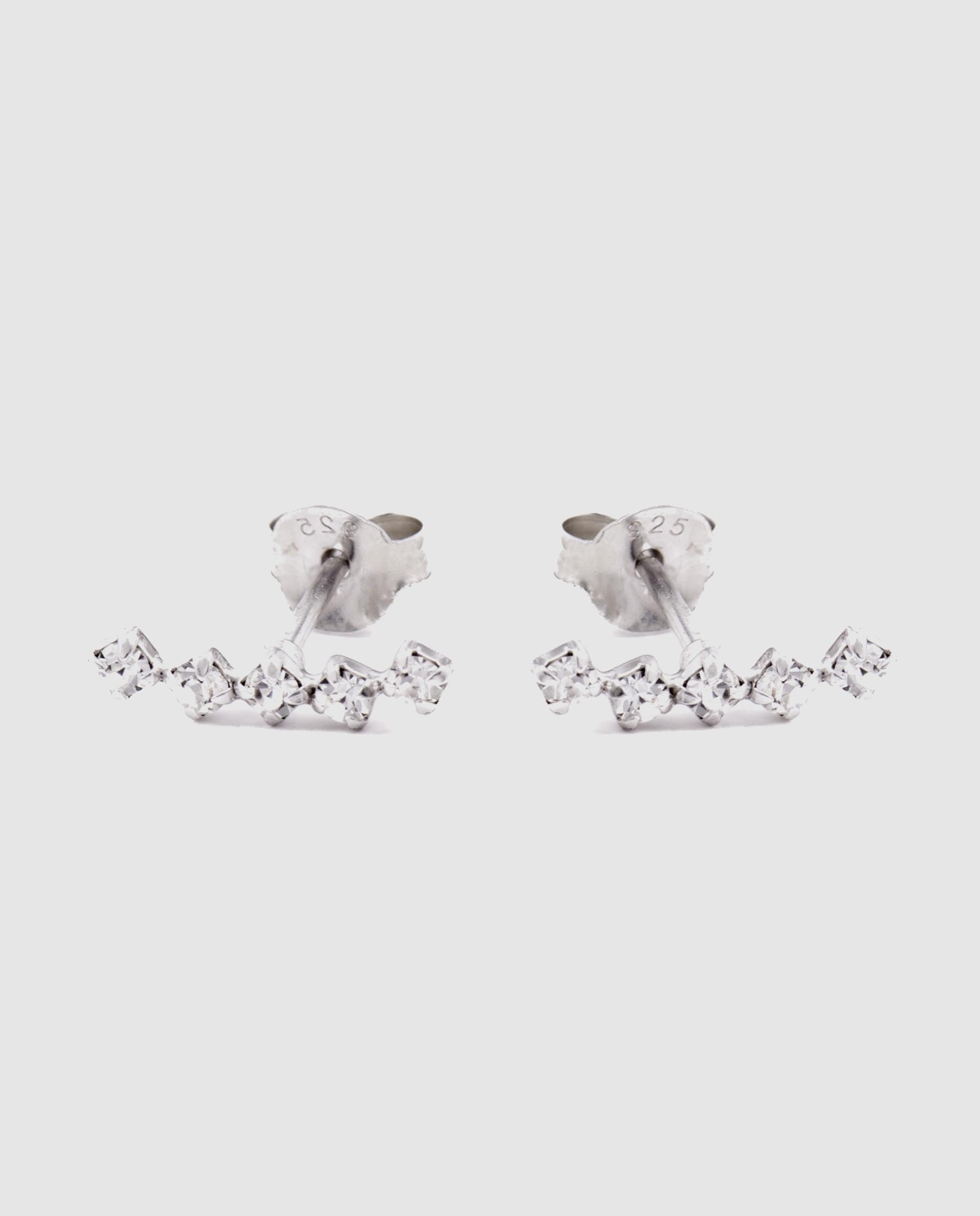 Imagen 3 de Pendientes essential de plata de ley 925 acabados en rodio con circonita brillante - Blanco Blanco