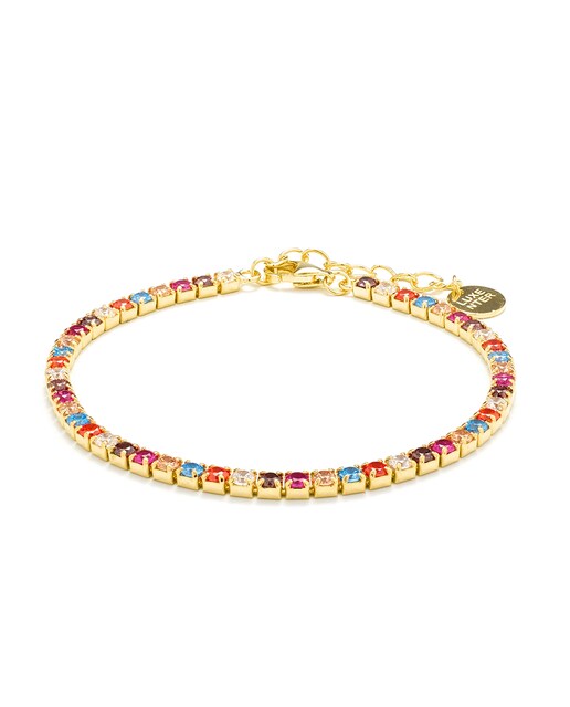 Imagen 0 de Pulsera Trendy acabado en oro amarillo de 18k con  circonita multicolor