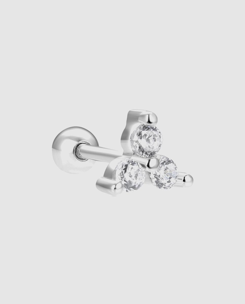 Piercing personalizable de de ley 925 acabado en rodio con circonita brillante - Luxenter - Plata Plata-1