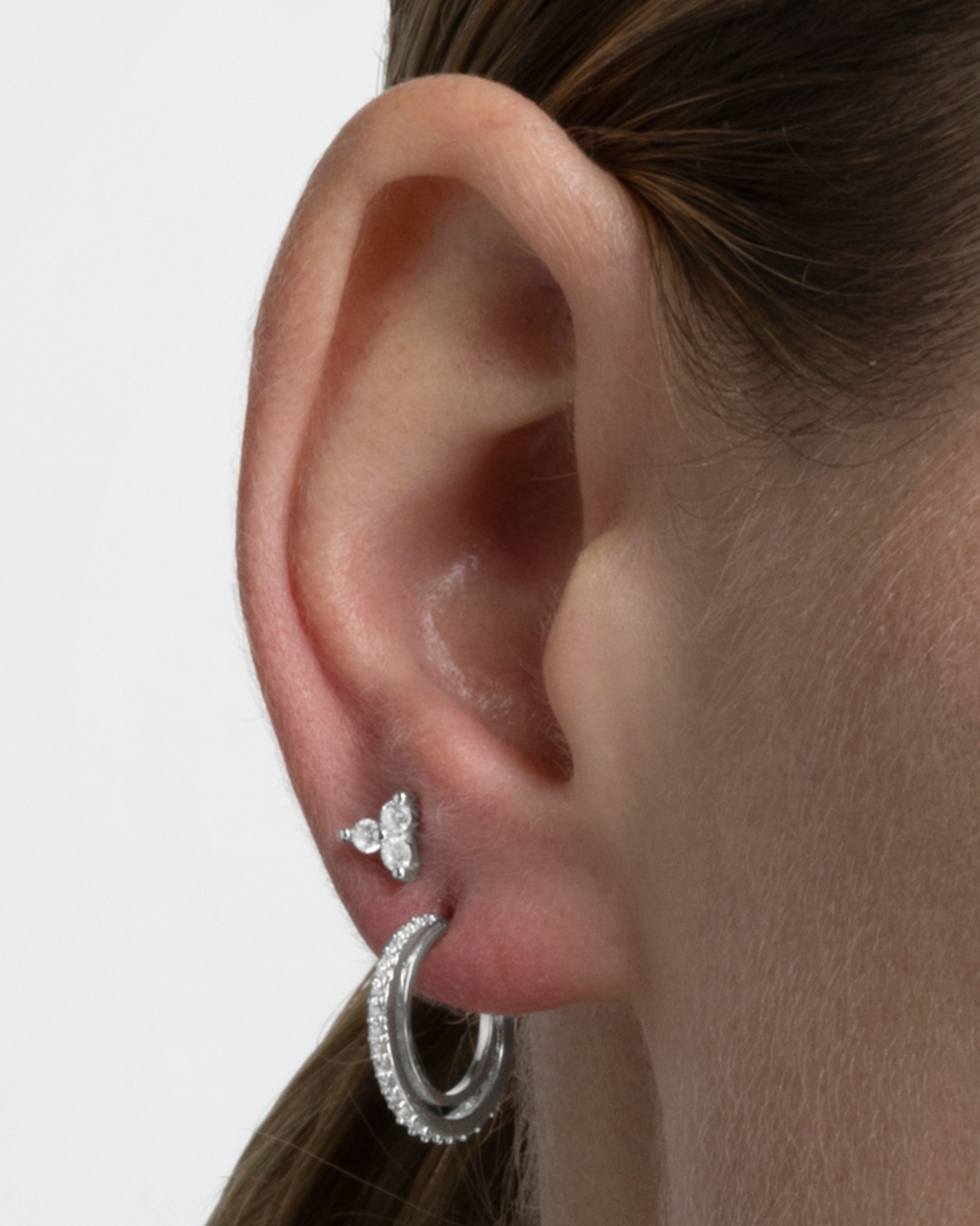 Piercing personalizable de de ley 925 acabado en rodio con circonita brillante - Luxenter - Plata Plata-4
