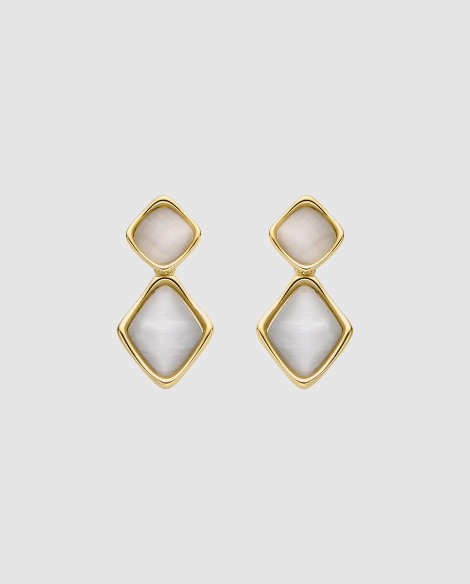 Pendientes Africa acabado en oro amarillo de 18k con madreperla blanca