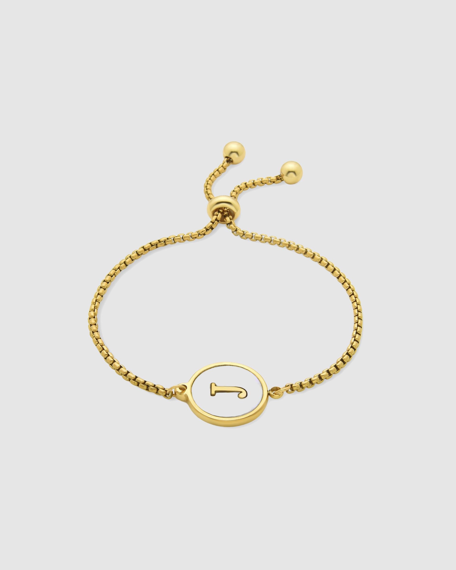 Pulsera con charms letras acabada en oro de 18 quilates con madreperla blanca - Luxenter - Oro Oro-1