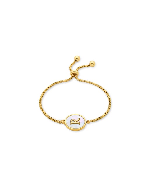 Imagen 0 de Pulsera Letras acabada en oro de 18k con madreperla blanca