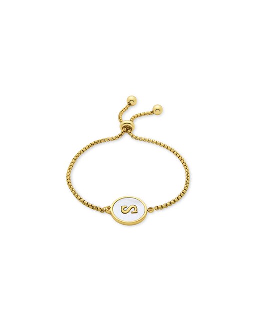 Imagen 0 de Pulsera Letras acabada en oro de 18k con madreperla blanca
