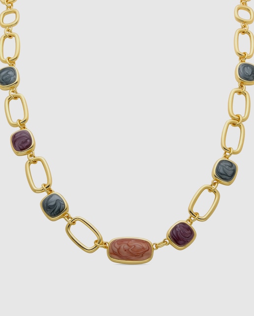 Imagen 0 de Collar África acabado en oro amarillo de 18k con  resina multicolor