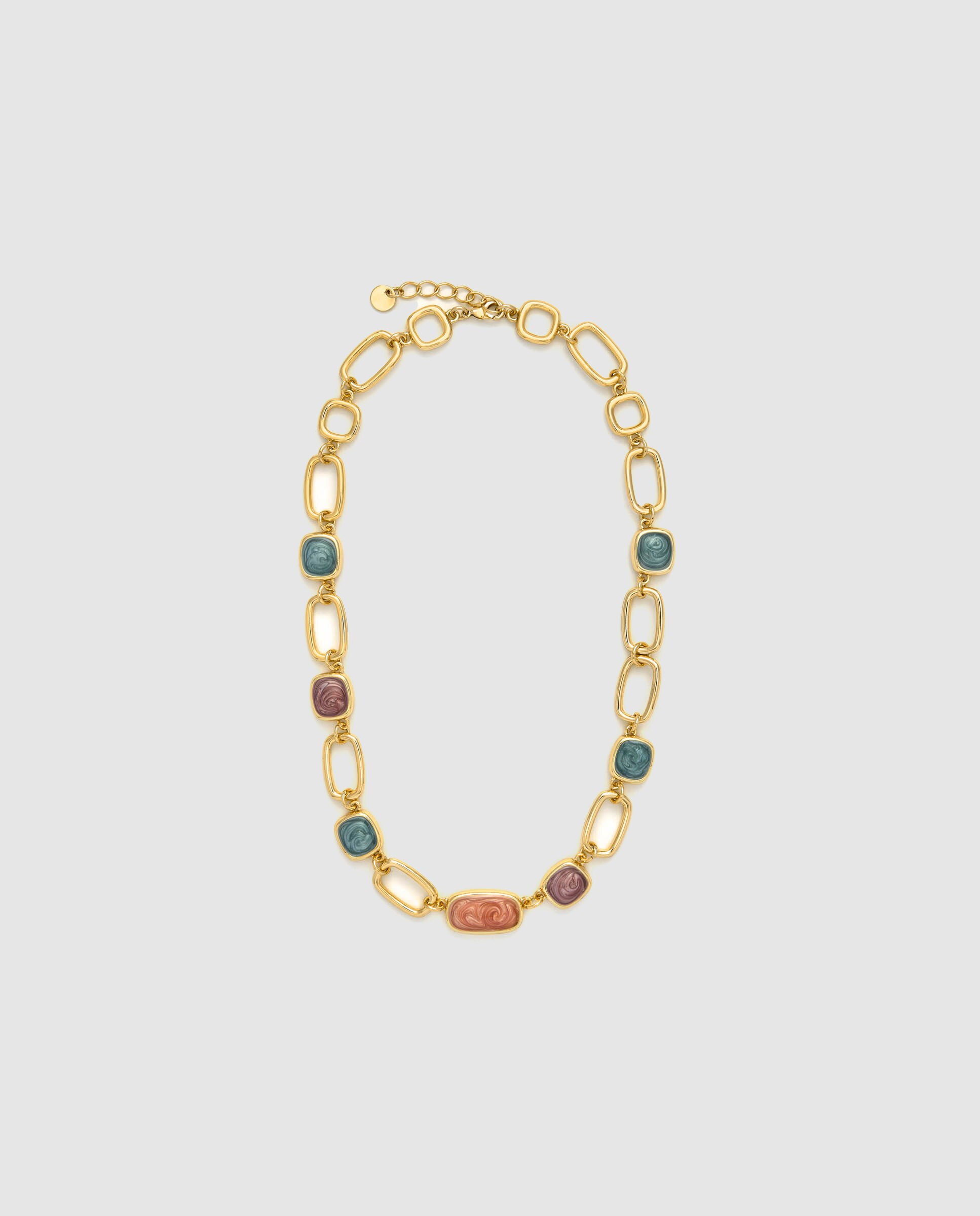 Collar áfrica acabado en amarillo de 18 quilates con resina multicolor - Luxenter - Oro Oro-3