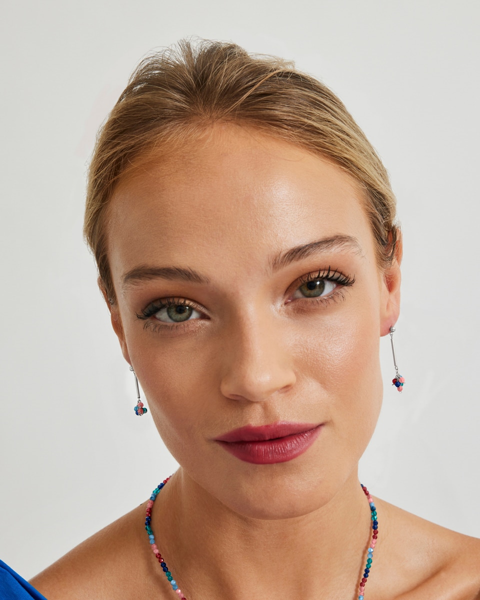 Pendientes Pide Un Deseo acabado en rodio con cristal multicolor Multicolor-4