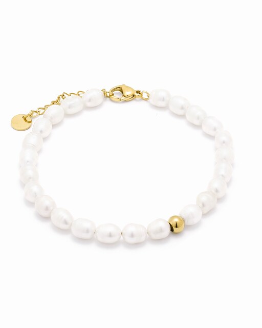 Imagen 0 de Pulsera Basic acabado en oro amarillo de 18k con  perla blanca