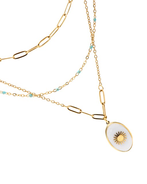 Imagen 0 de Collar Africa Moda acabado en oro amarillo de 18k con madreperla blanca