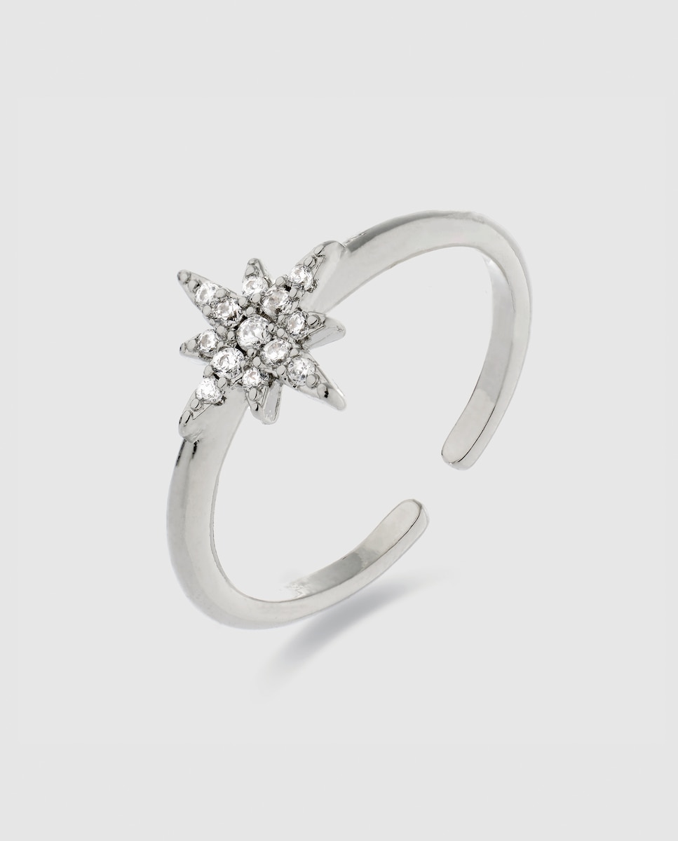 Anillo África Moda acabado en  rodio con circonita brillante Blanco-1