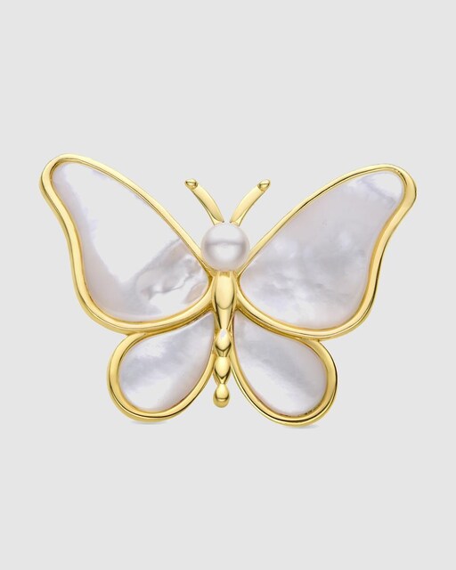 Imagen 0 de Broche Africa acabado en oro de 18k con madreperla blanca