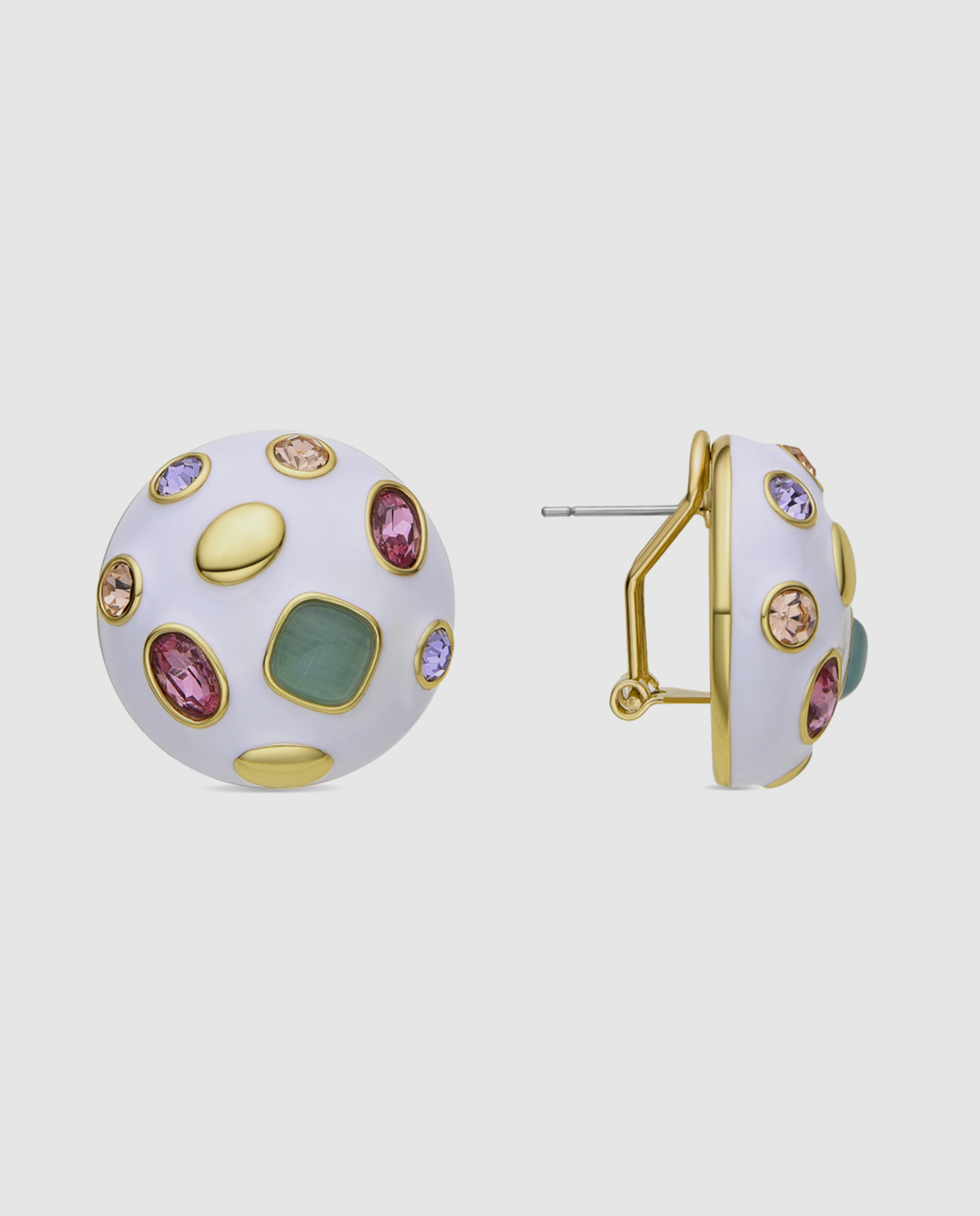 LUXENTER Orecchini A Clip 'Dabbahu' - Placcati Oro Giallo 18K Con Zirconi, Collezione Africa Basic
