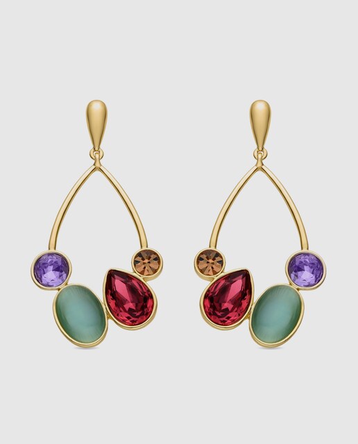 Imagen 0 de Pendientes África acabados en oro amarillo de 18k con  circonita multicolor