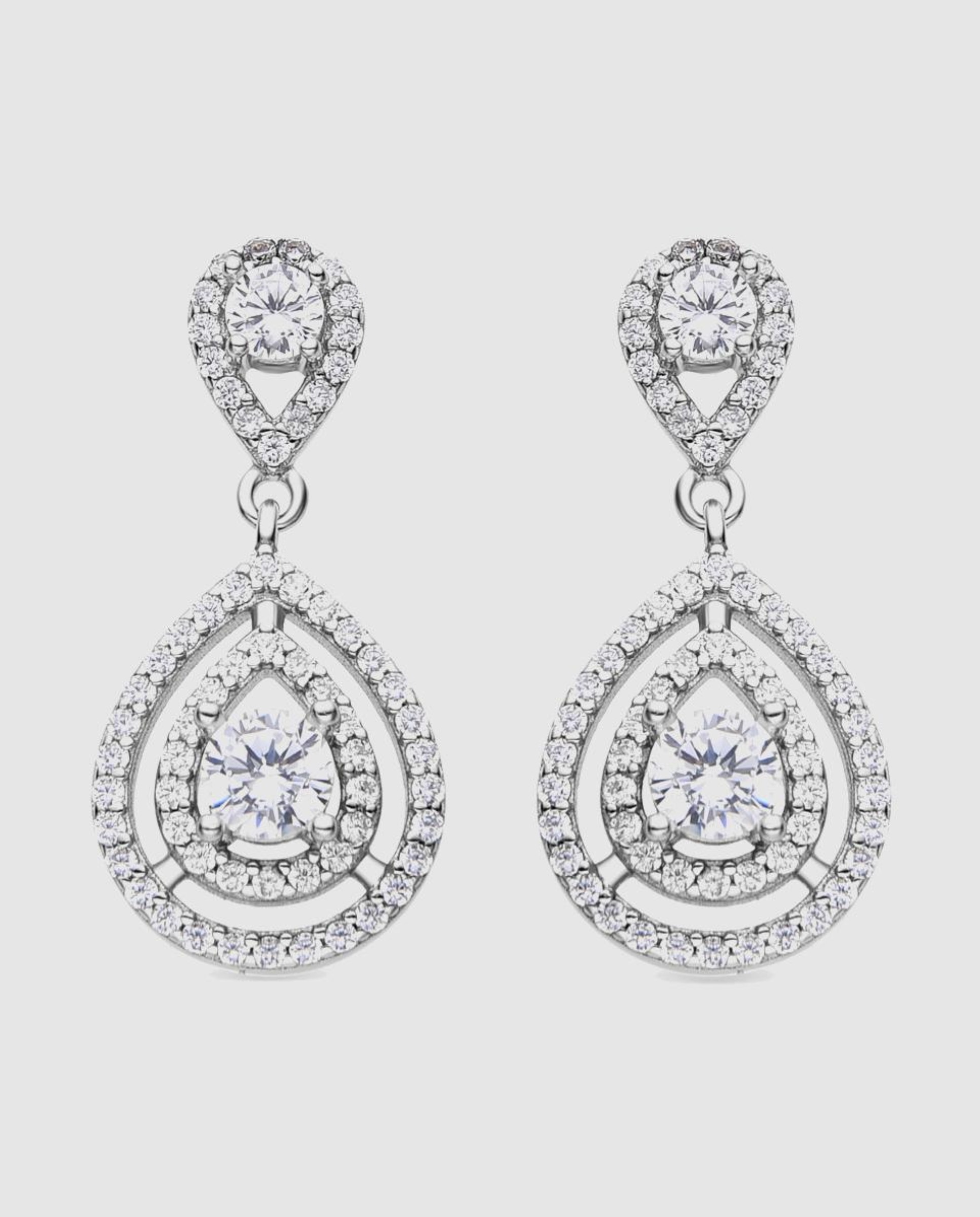 Pendientes momentos para brillar de plata de ley 925 acabados en rodio con circonita brillante - Luxenter - Blanco Blanco-1