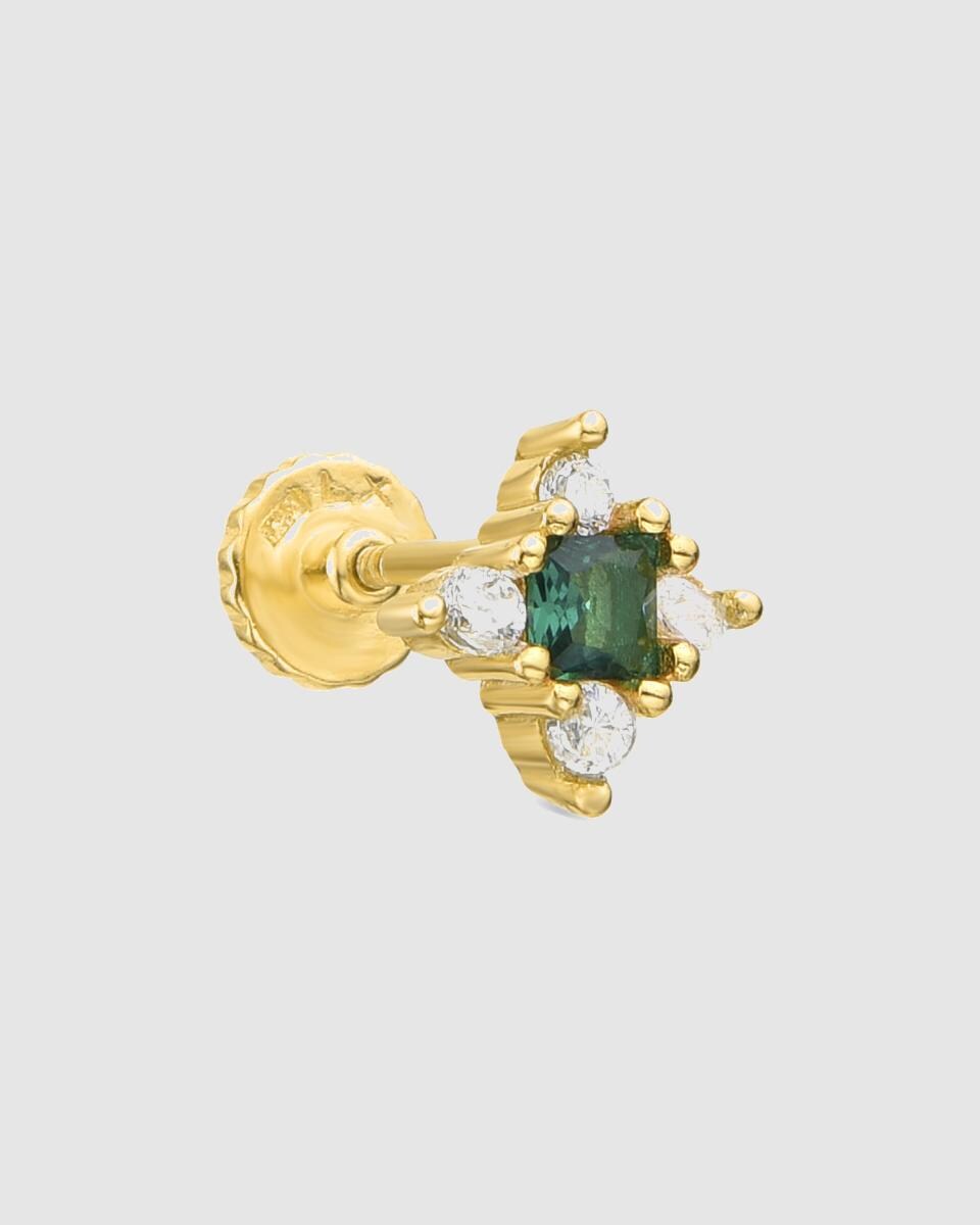 Piercing Personalizable acabado en oro de 18k con circonita esmeralda Verde-1