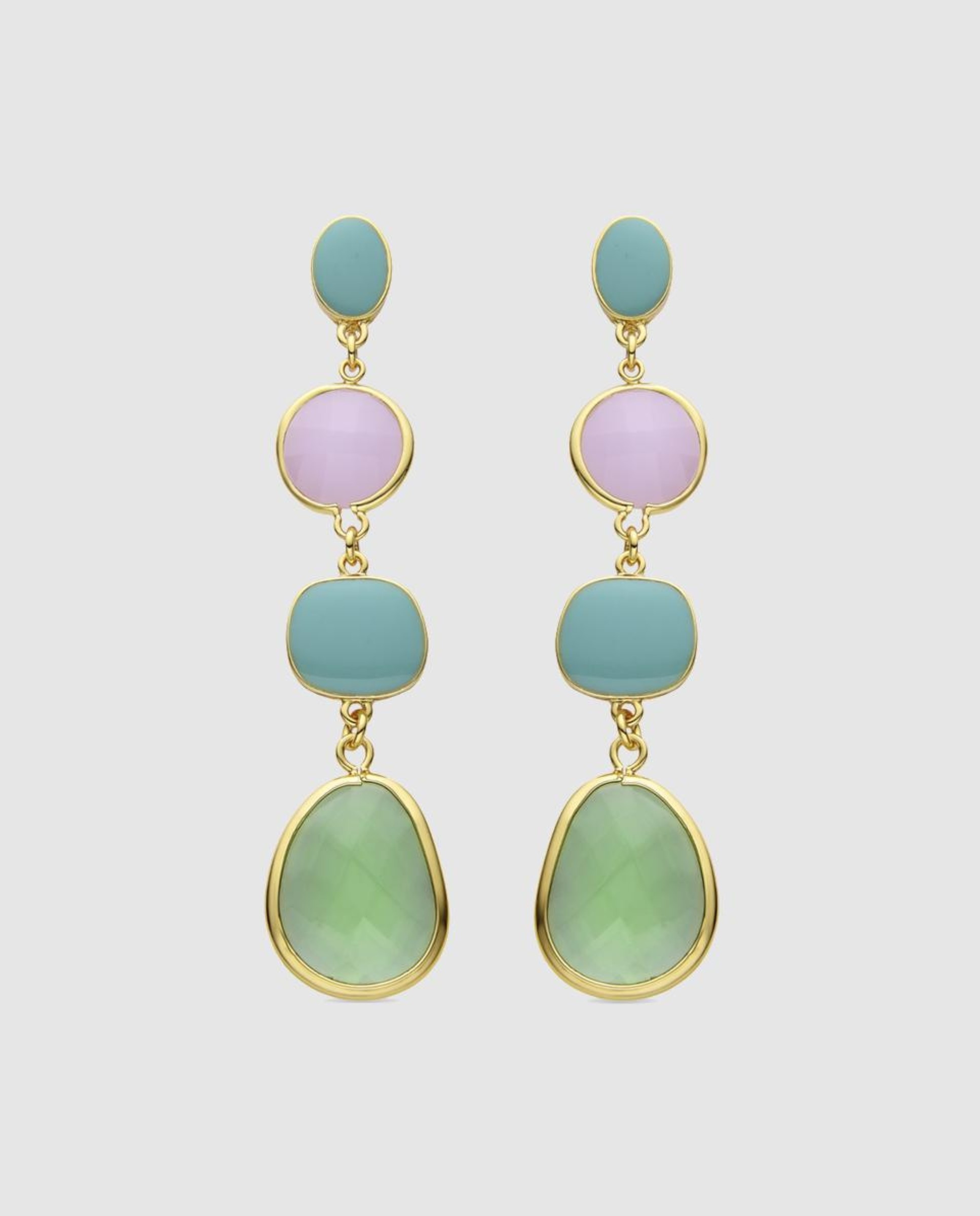 Imagen 0 de Pendientes áfrica acabados en oro amarillo de 18 quilates con cristal multicolor Multicolor