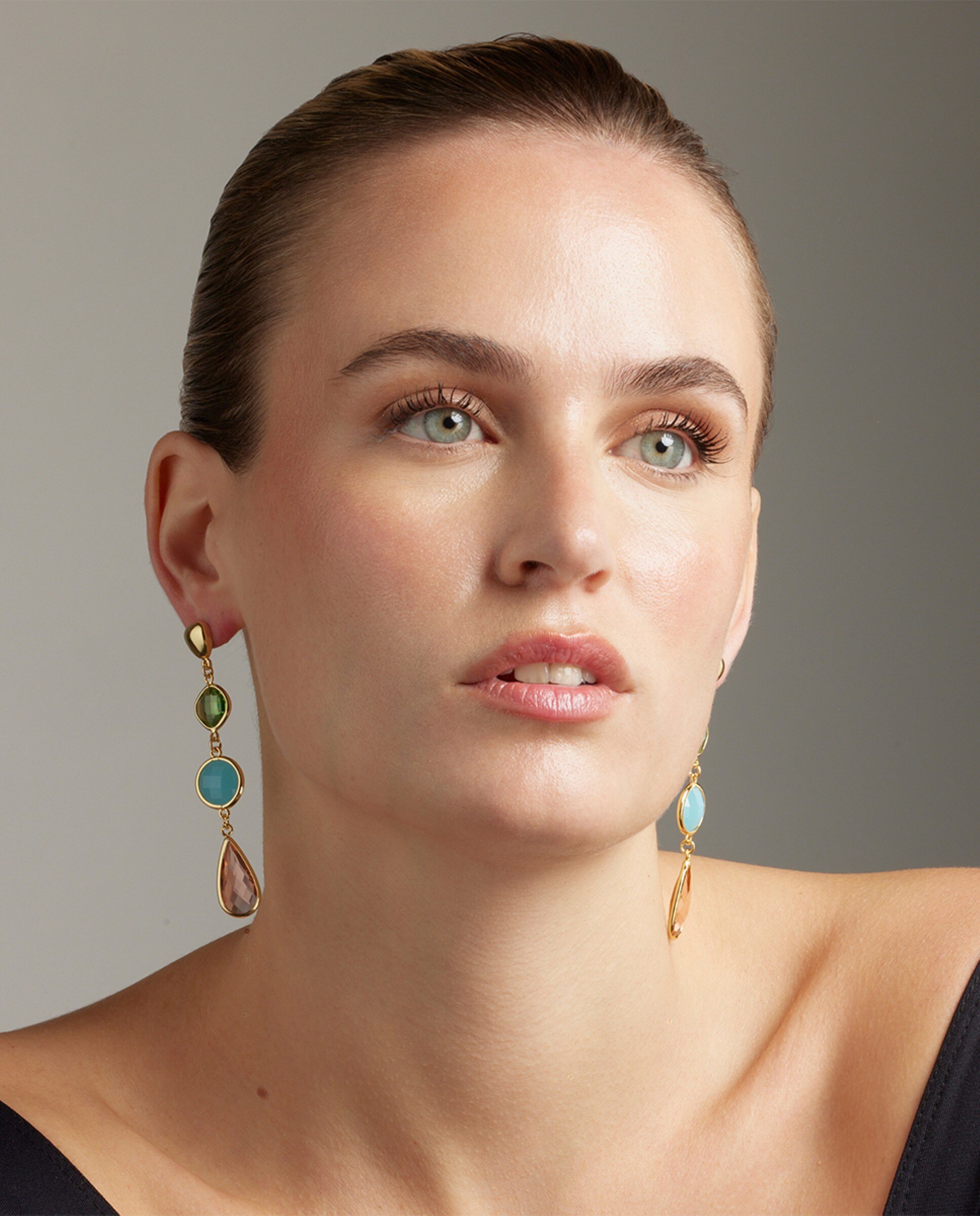 Pendientes áfrica acabados en oro amarillo de 18 quilates con cristal - Luxenter - Multicolor Multicolor-2