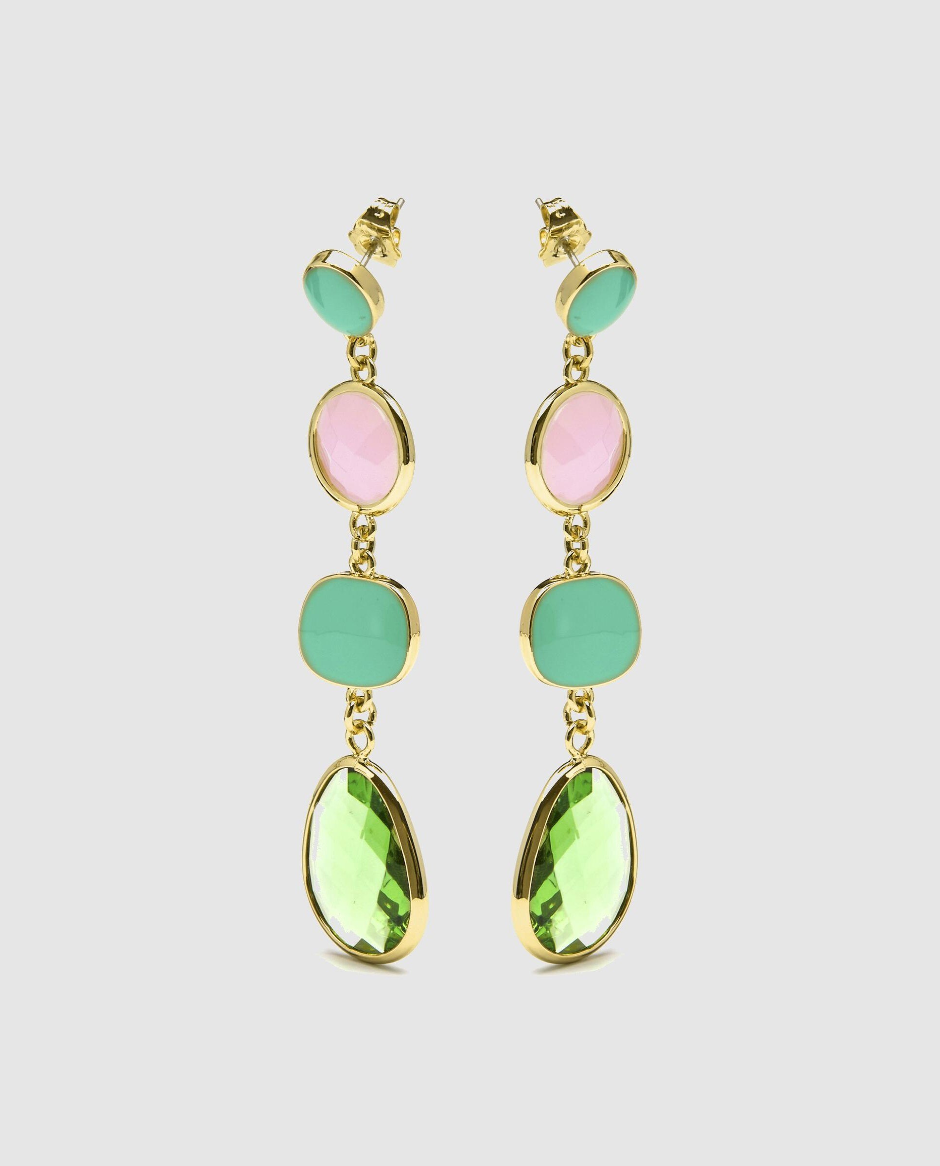 Pendientes áfrica acabados en oro amarillo de 18 quilates con cristal - Luxenter - Multicolor Multicolor-3