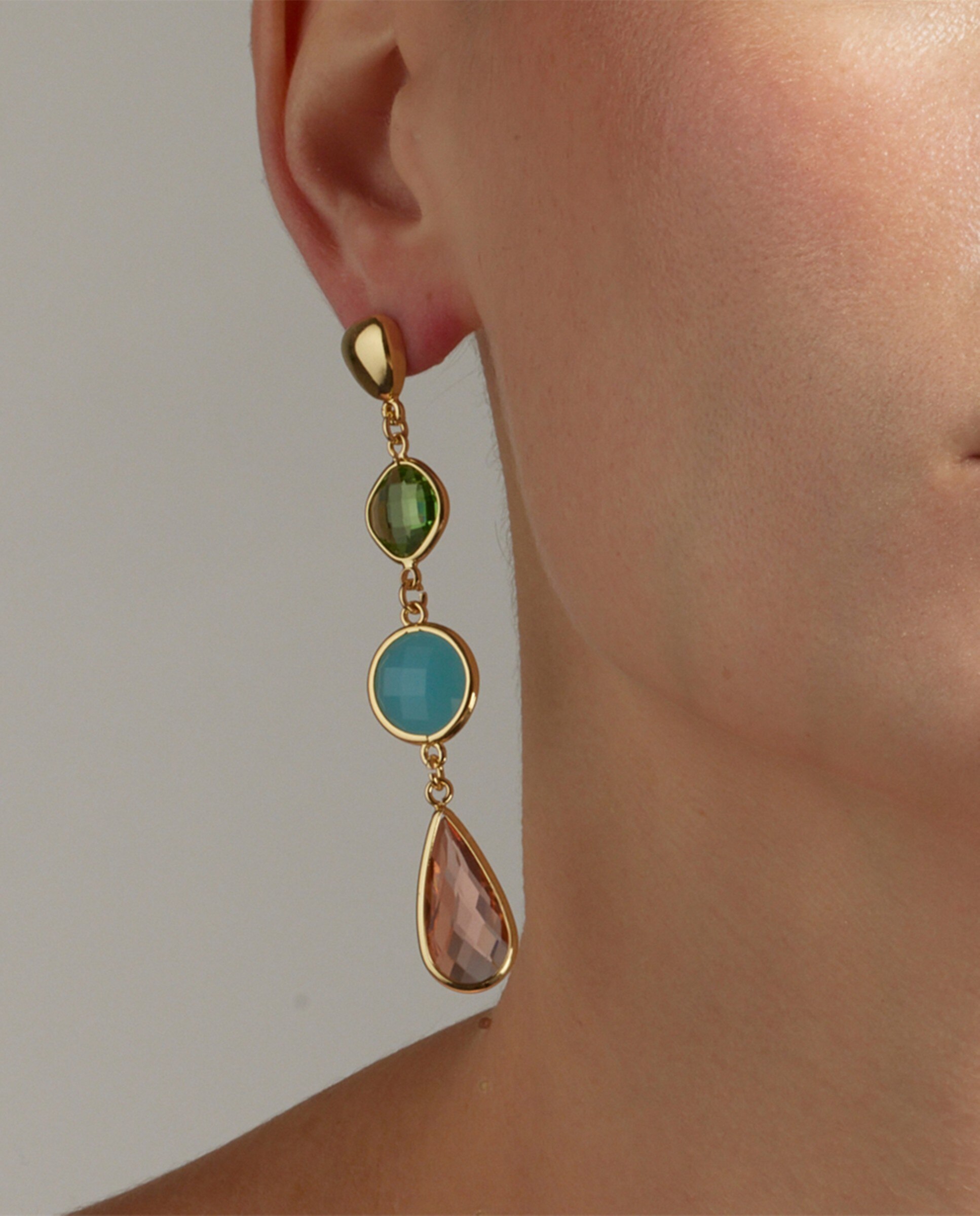 Pendientes áfrica acabados en oro amarillo de 18 quilates con cristal - Luxenter - Multicolor Multicolor-4