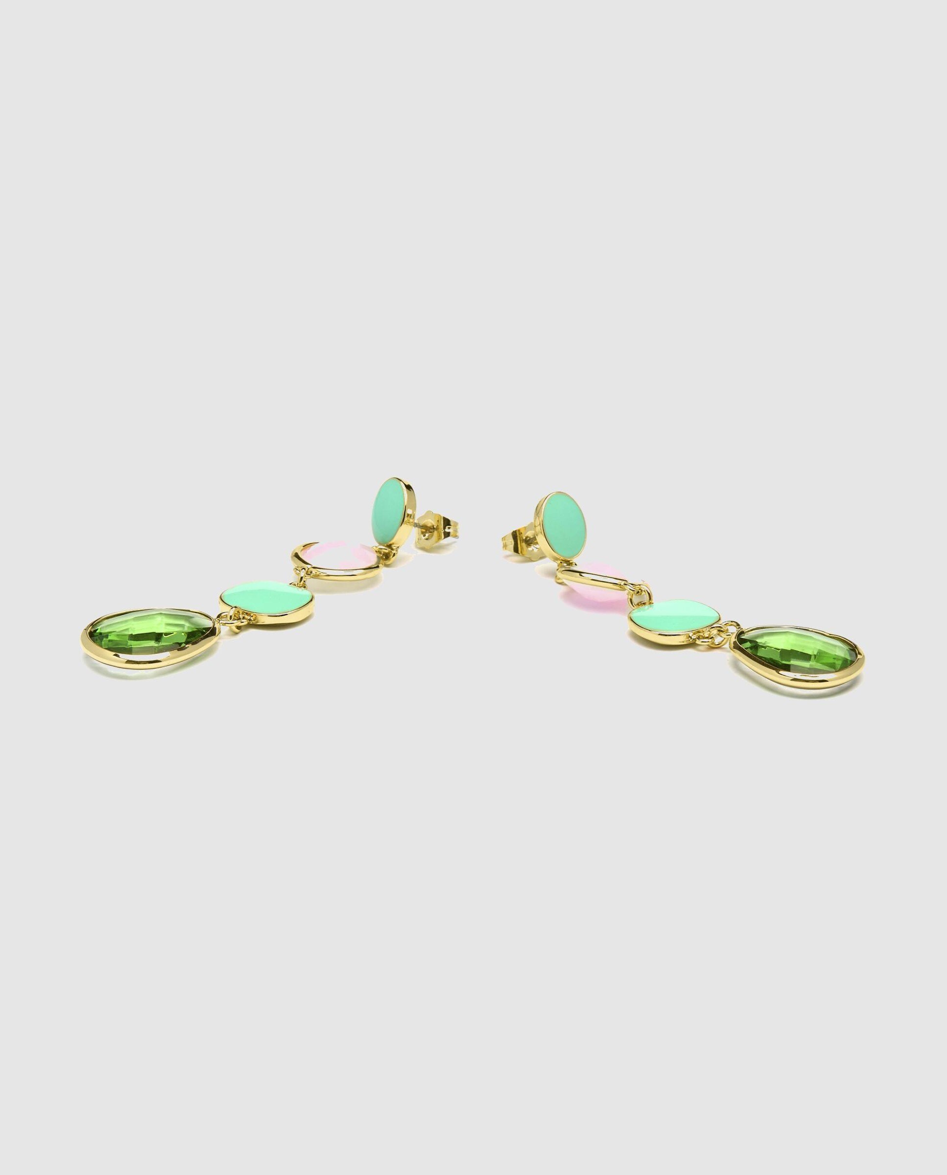 Pendientes áfrica acabados en oro amarillo de 18 quilates con cristal - Luxenter - Multicolor Multicolor-5