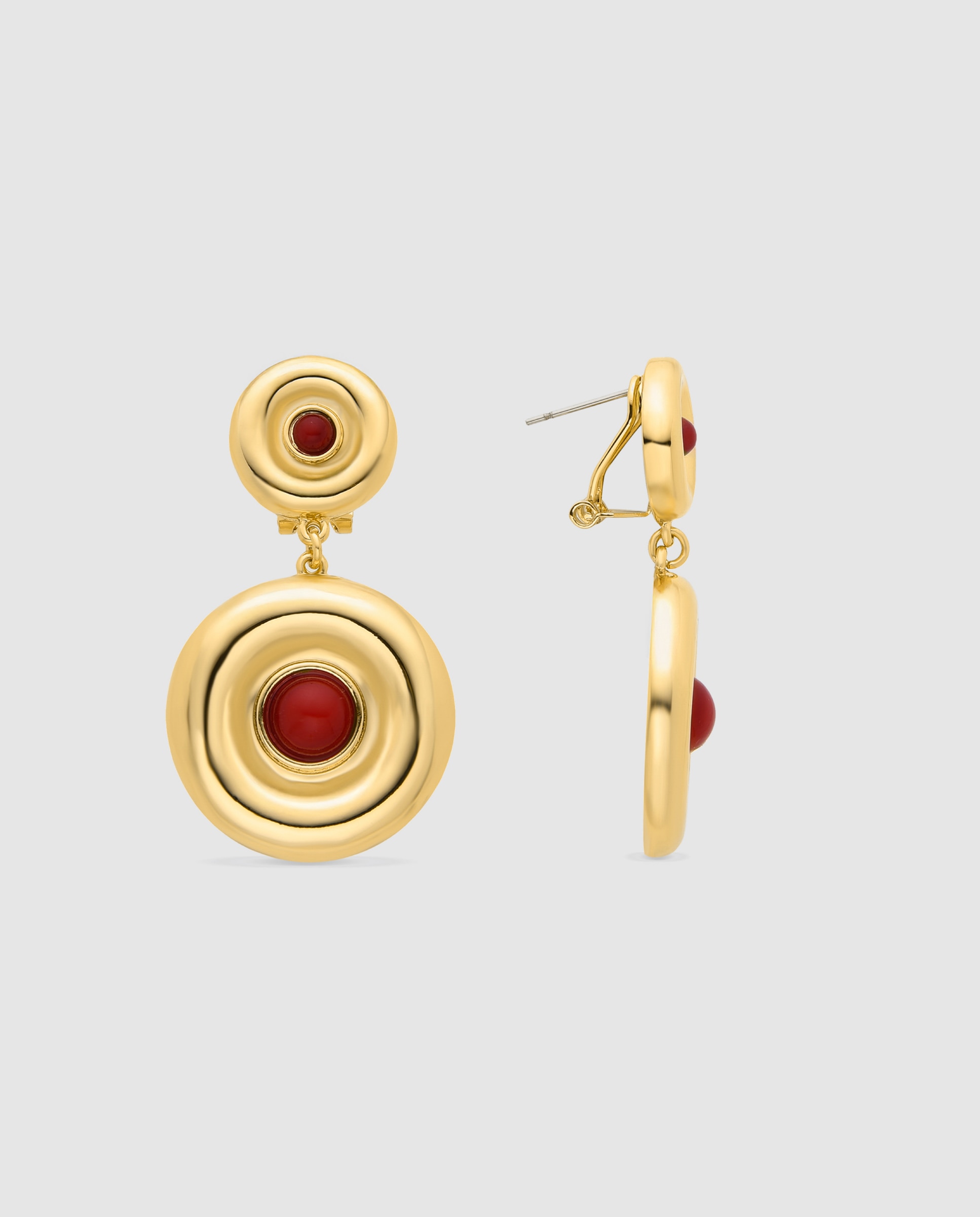 Imagen 0 de Pendientes áfrica acabados en oro amarillo de 18 quilates con coral Rojo