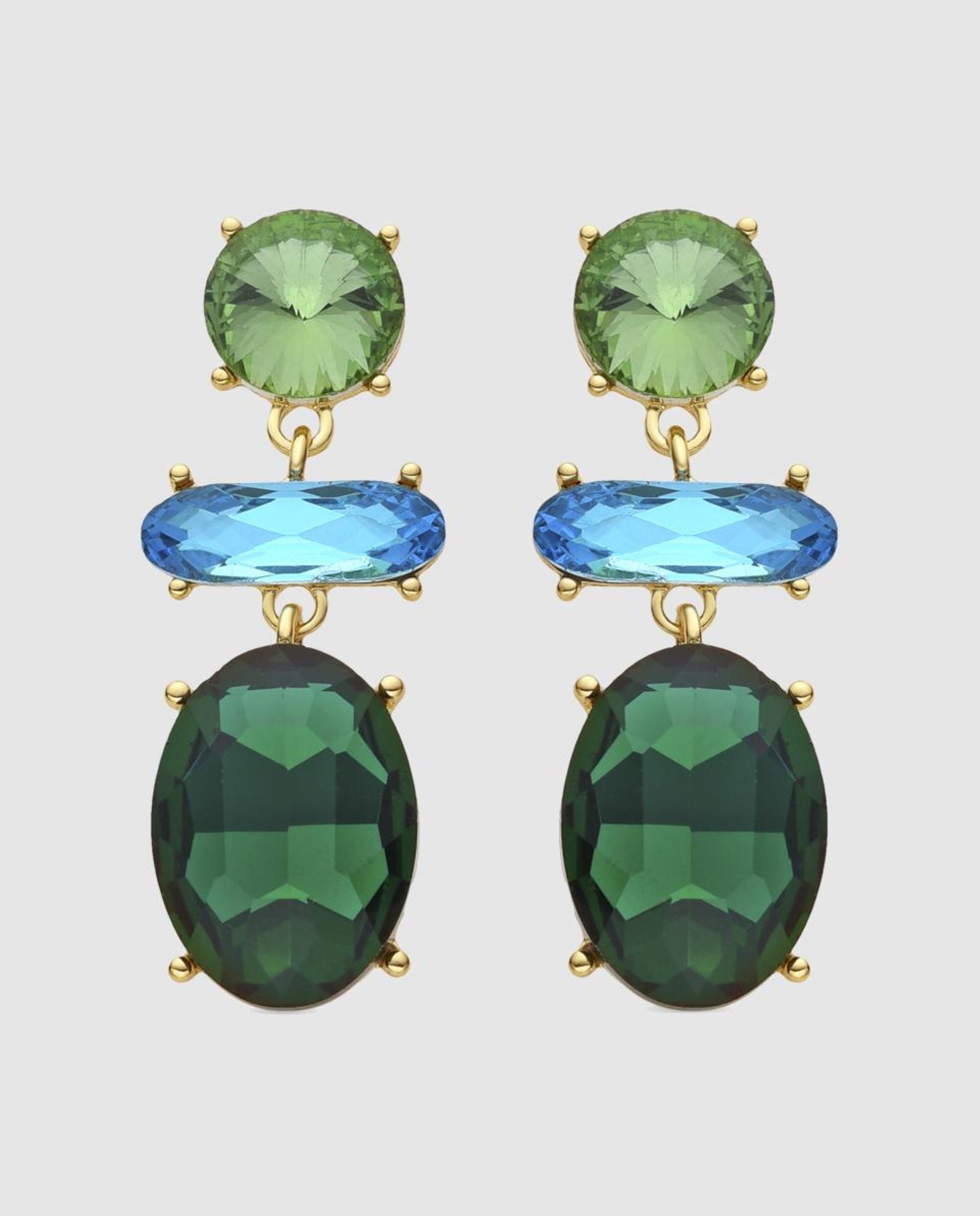 Pendientes áfrica acabados en oro amarillo de 18 quilates con cristal - Luxenter - Verde Verde-1