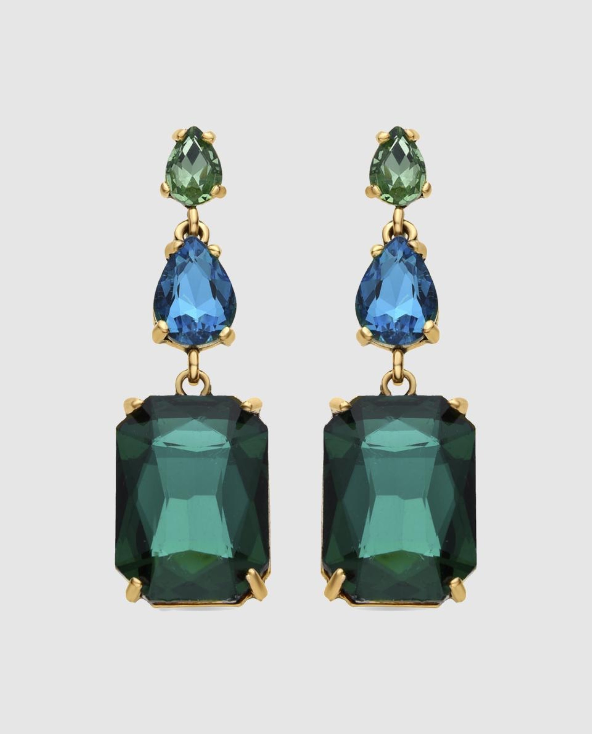 Pendientes áfrica acabados en oro amarillo de 18 quilates con cristal - Luxenter - Verde Verde-1
