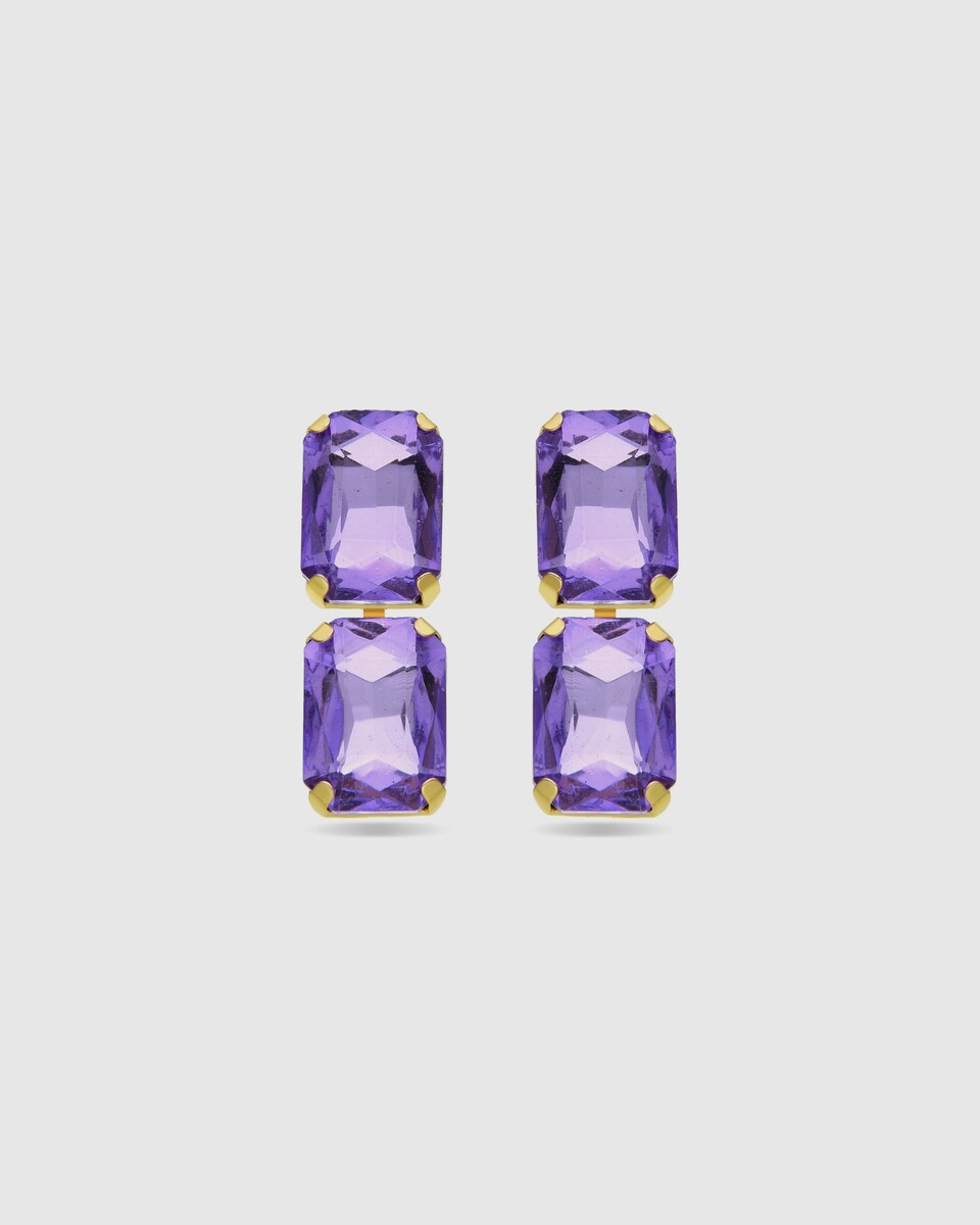 Pendientes Boho de acero acabados en oro amarillo de 18k con onix