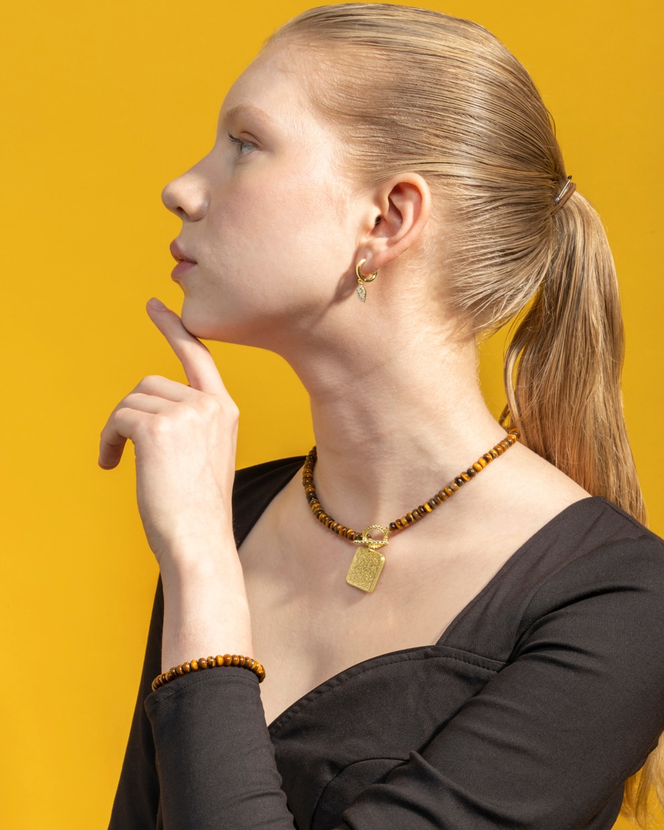 Pendientes de aro áfrica acabados en amarillo de 18 quilates con circonita brillante - Luxenter - Oro Oro-2