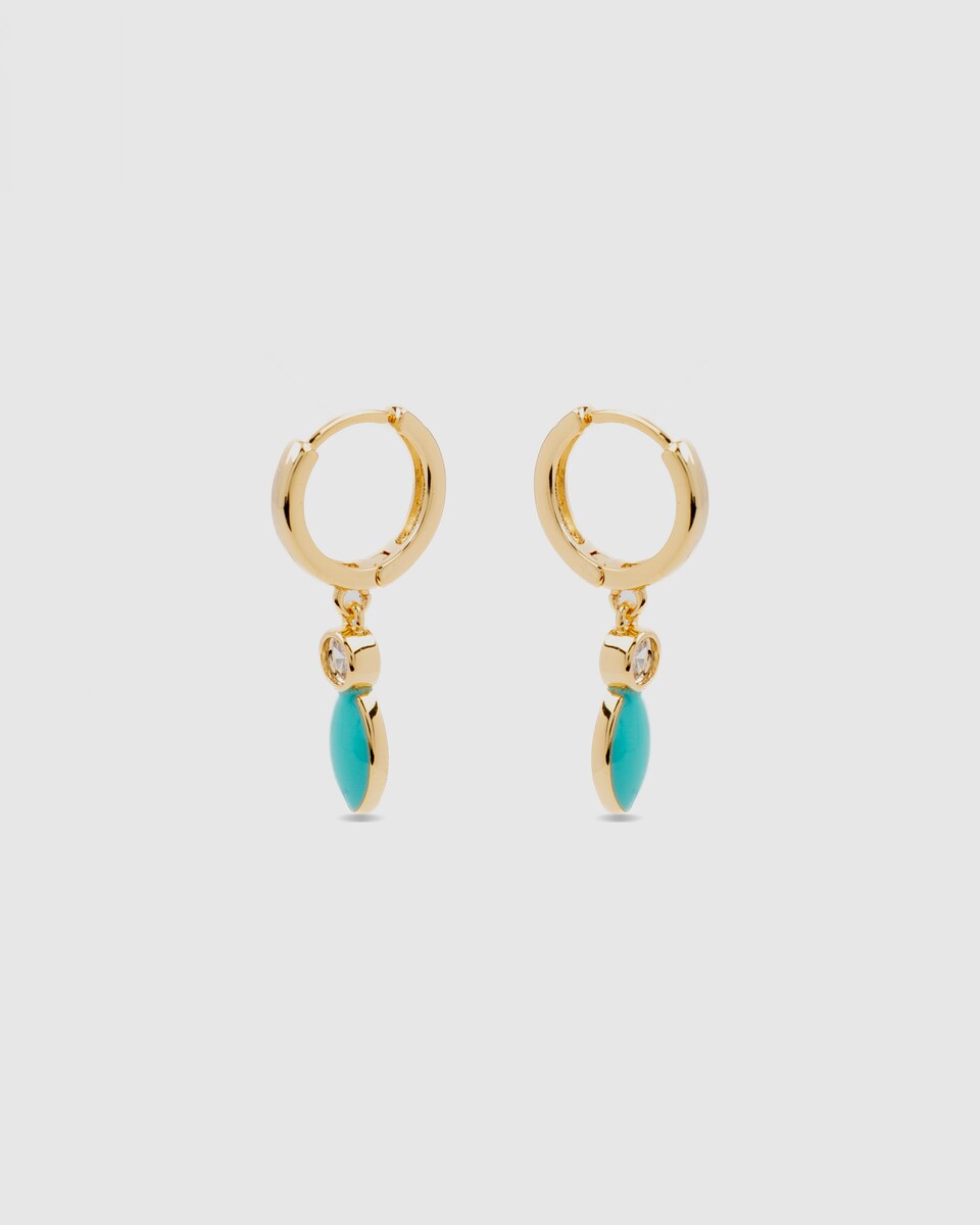 Pendientes Africa acabado en oro amarillo de 18k con circonita brillante Blanco-3